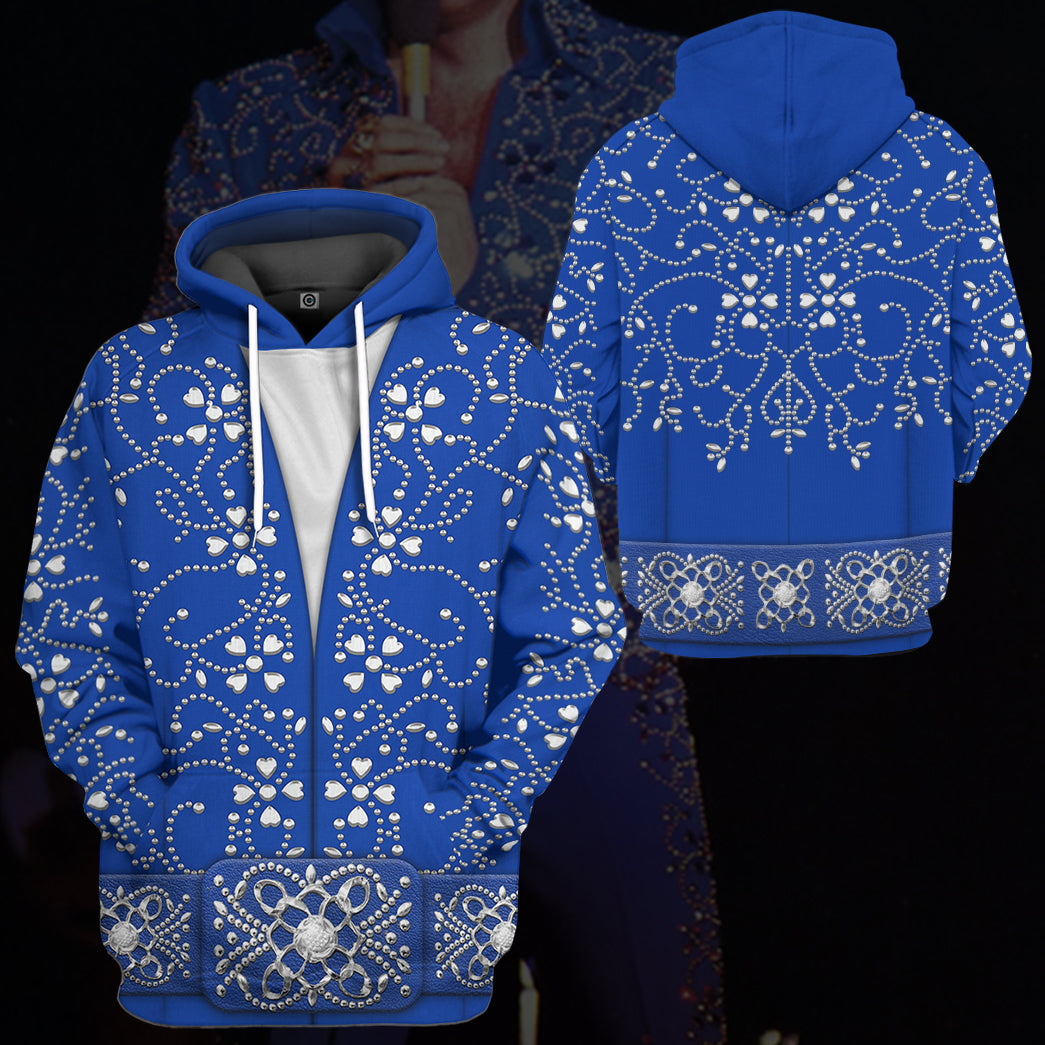 Elvis Presley Blue Swirl Jumpsuit Costume Hoodie Sweatshirt T-Shirt Sweatpants Tracksuit - Stormmerch Exclusive