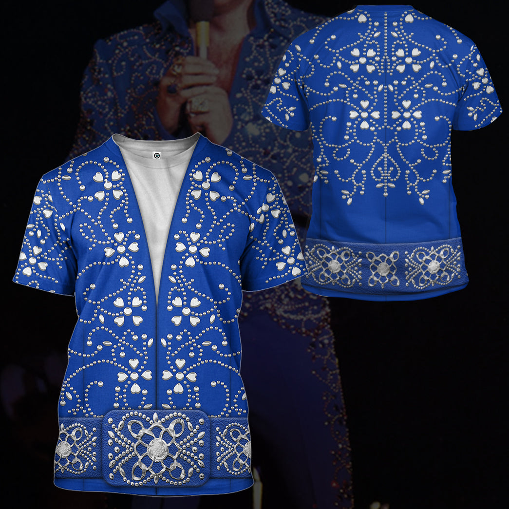 Elvis Presley Blue Swirl Jumpsuit Costume Hoodie Sweatshirt T-Shirt Sweatpants Tracksuit - Stormmerch Exclusive