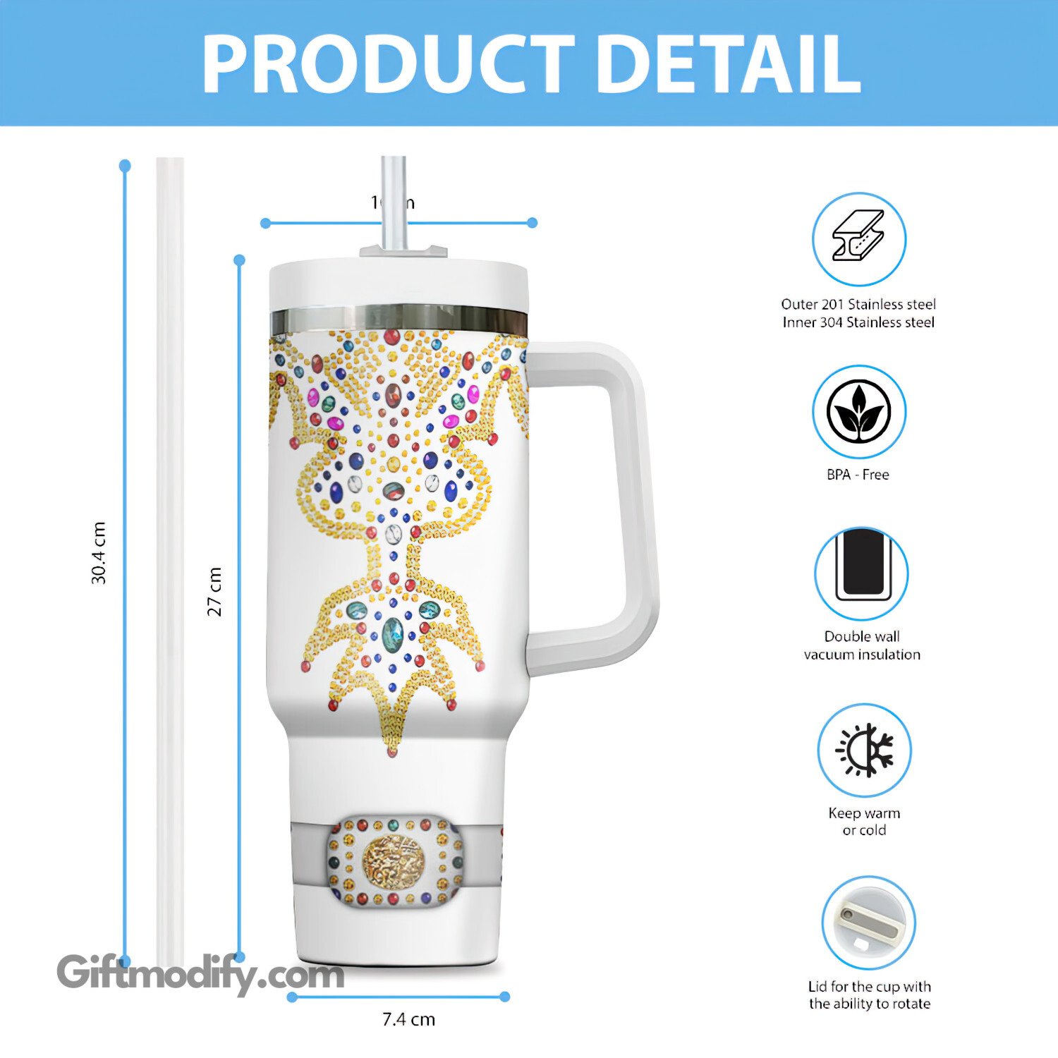 Elvis Presley Iconic Outfit Music Custom Stanley Cup 40 oz 30 oz Tumbler With Handle