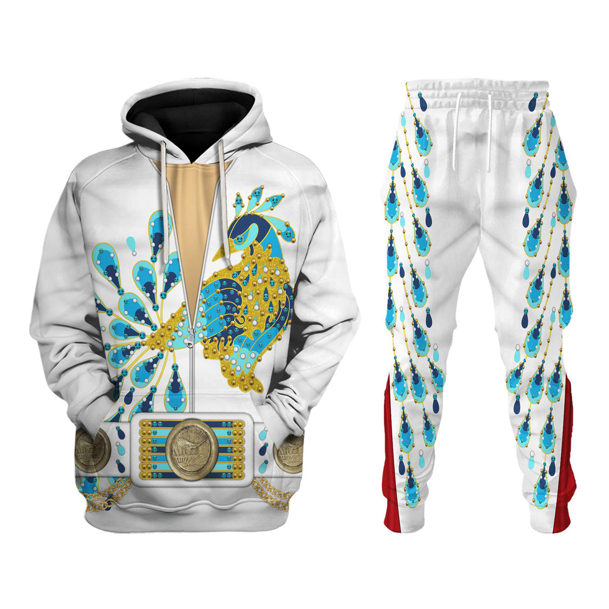 Elvis Presley Peacock Outfit Costume Hoodie Sweatshirt T-Shirt Sweatpants - Stormmerch Exclusive