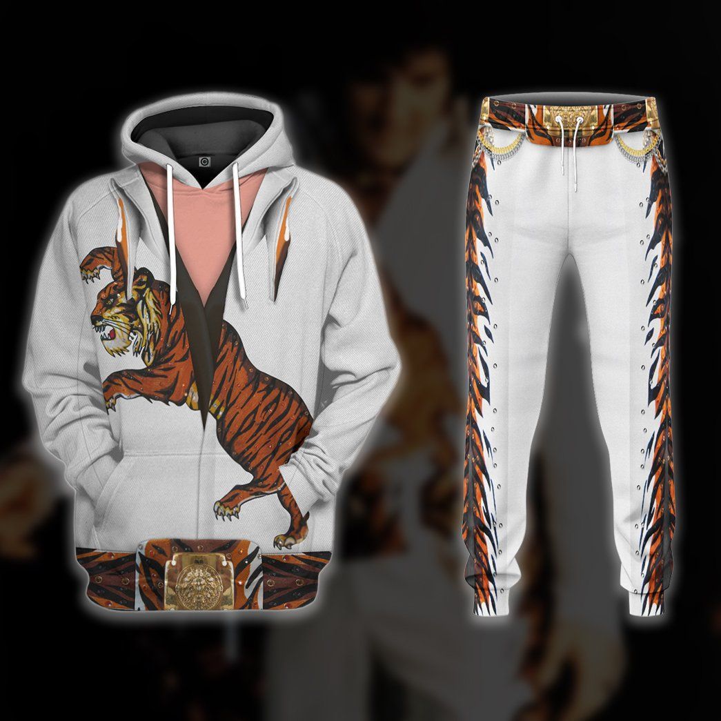 Elvis Presley Tiger Jumpsuit Costume Hoodie Sweatshirt T-Shirt Sweatpants Tracksuit - Stormmerch Exclusive