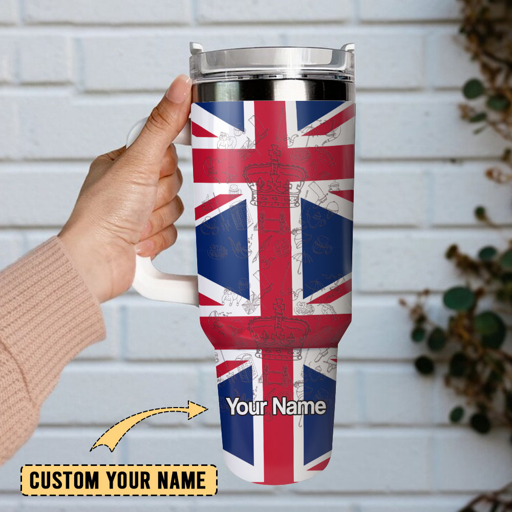 England Flag Symbol Custom Stanley Cup 40 oz 30 oz Tumbler With Handle