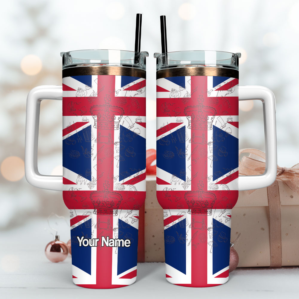 England Flag Symbol Custom Stanley Cup 40 oz 30 oz Tumbler With Handle