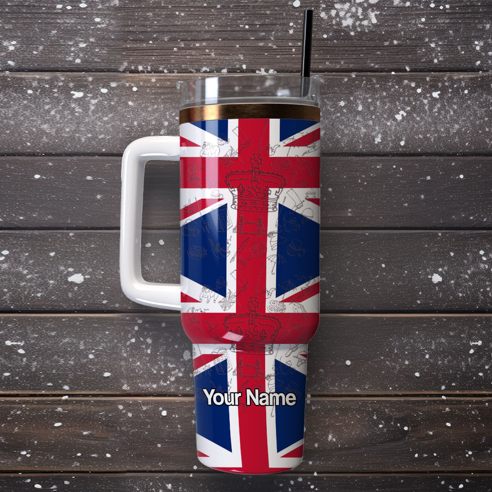 England Flag Symbol Custom Stanley Cup 40 oz 30 oz Tumbler With Handle