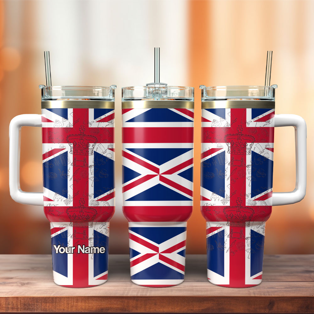 England Flag Symbol Custom Stanley Cup 40 oz 30 oz Tumbler With Handle