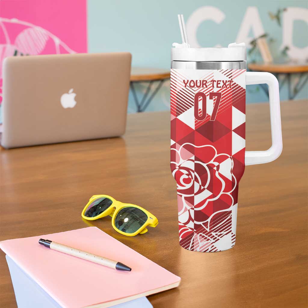 England Rugby Crystalised Red Rose Custom Stanley Cup 40 oz 30 oz Tumbler With Handle