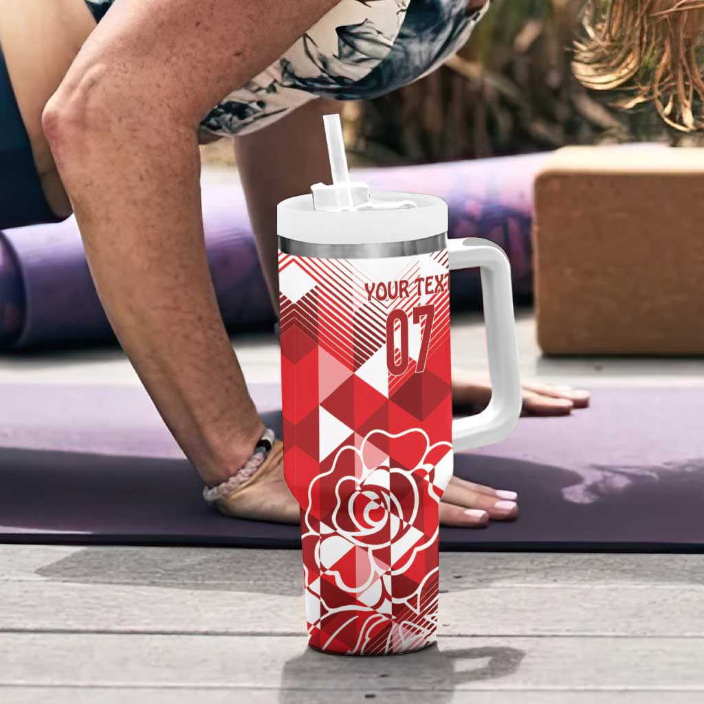 England Rugby Crystalised Red Rose Custom Stanley Cup 40 oz 30 oz Tumbler With Handle