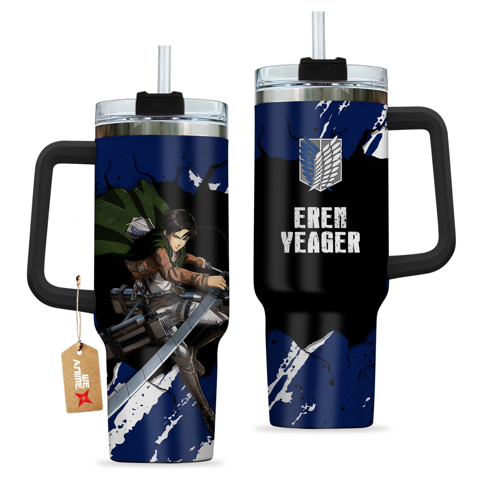 Eren Yeager Attack on Titan Anime Custom Stanley Cup 40 oz 30 oz Tumbler With Handle