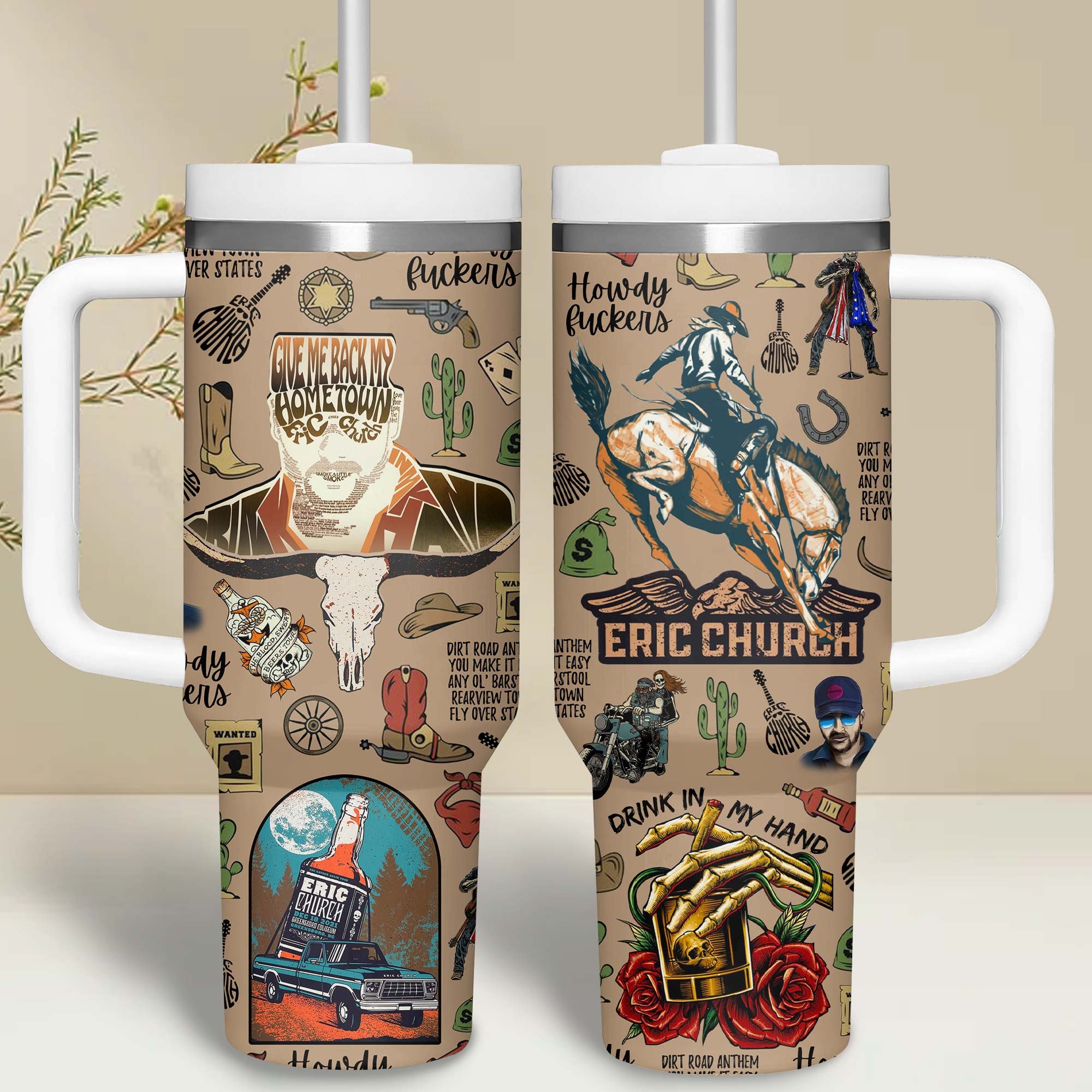 Eric Church Music Custom Stanley Cup 40 oz 30 oz Tumbler With Handle
