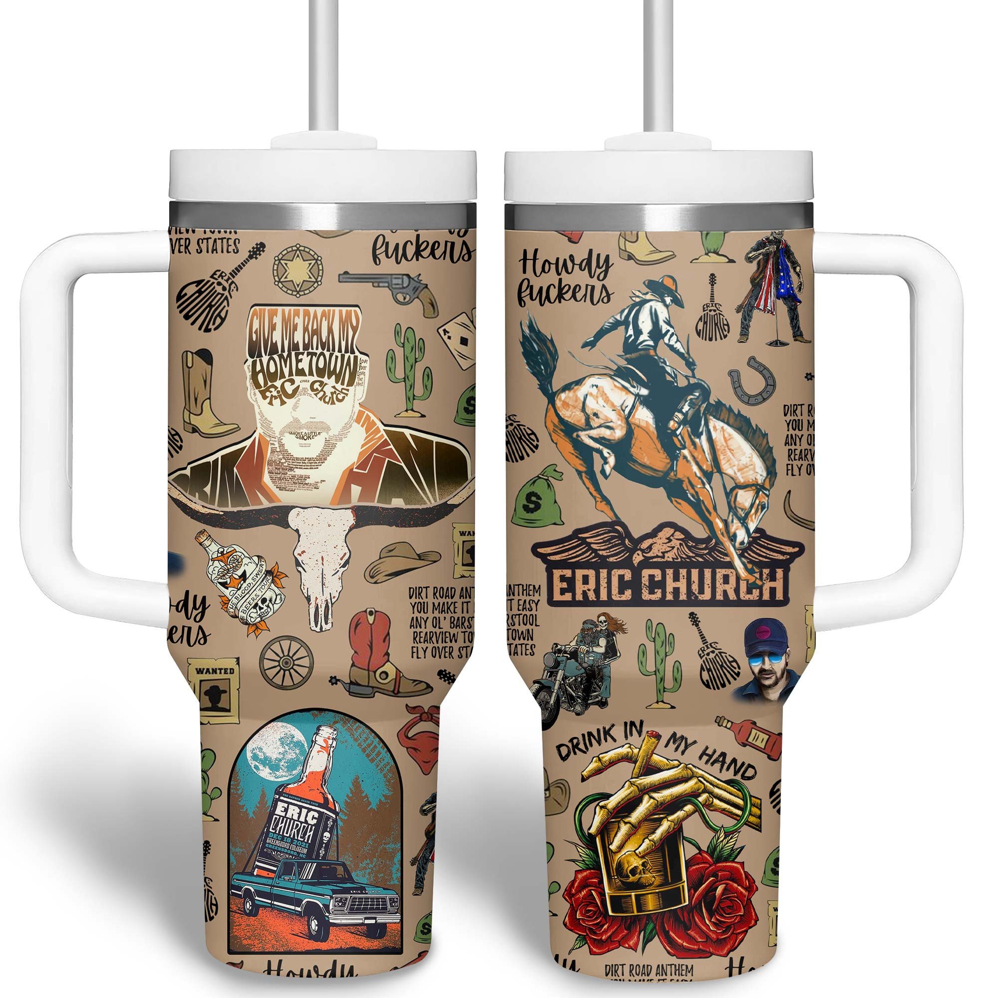 Eric Church Music Custom Stanley Cup 40 oz 30 oz Tumbler With Handle