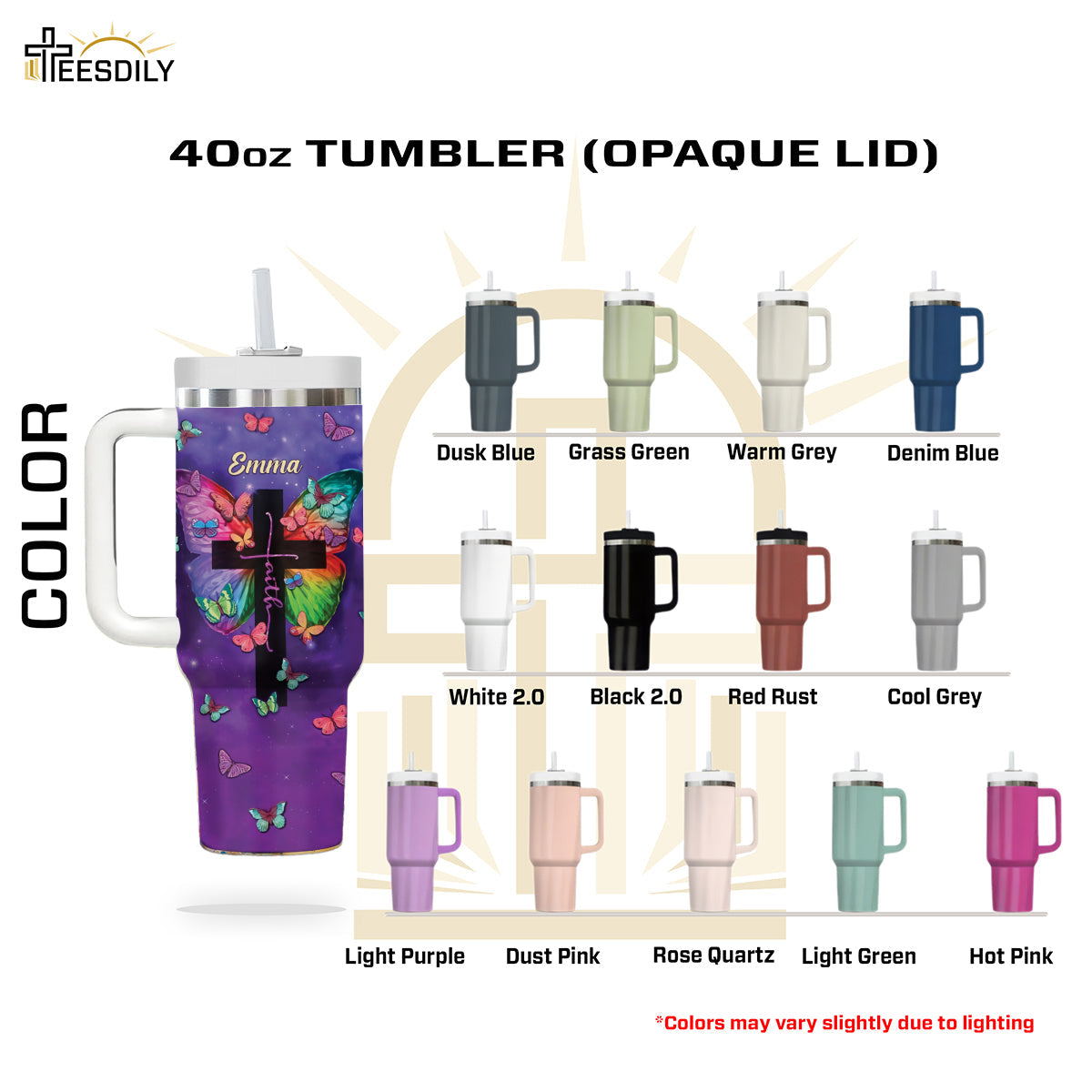 Faith Cross Butterfly Custom Stanley Cup 40 oz 30 oz Tumbler With Handle