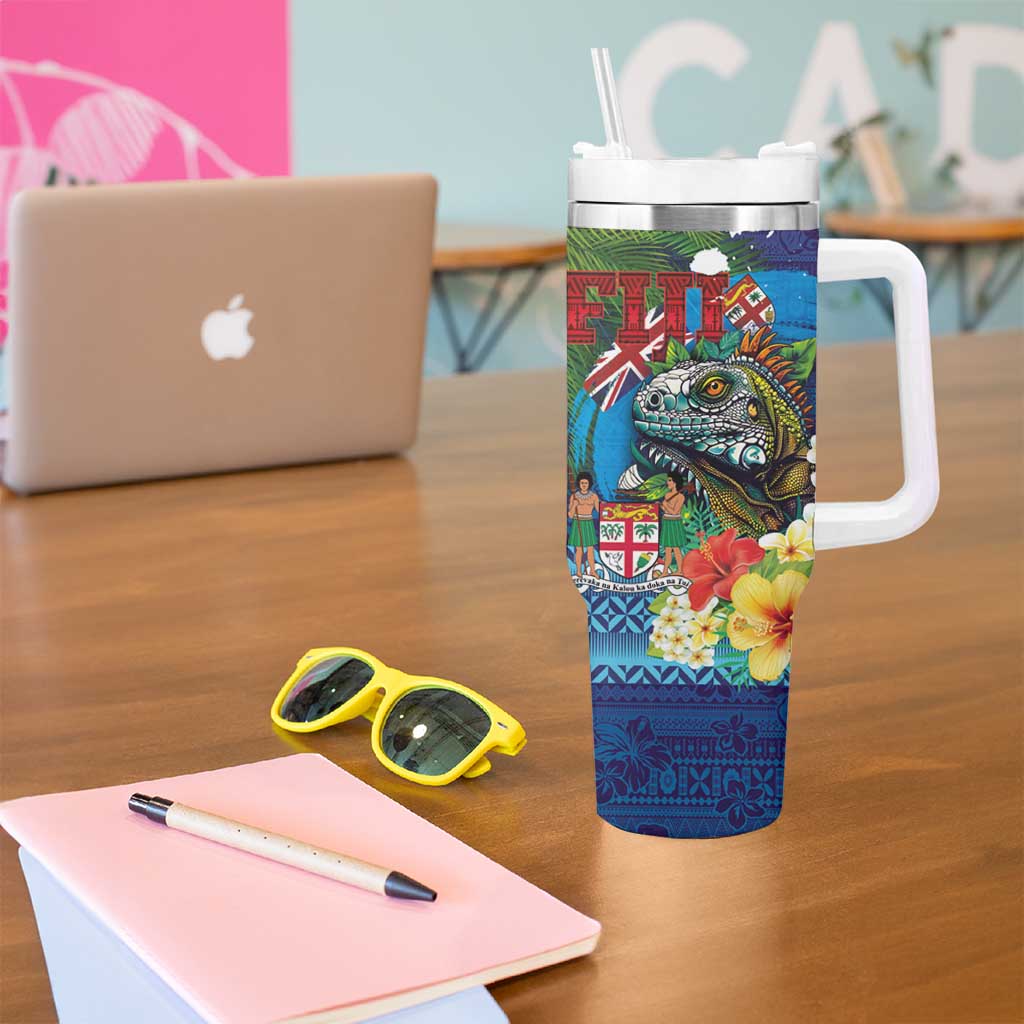 Fiji Iguana-Coat of Arms Custom Stanley Cup 40 oz 30 oz Tumbler With Handle