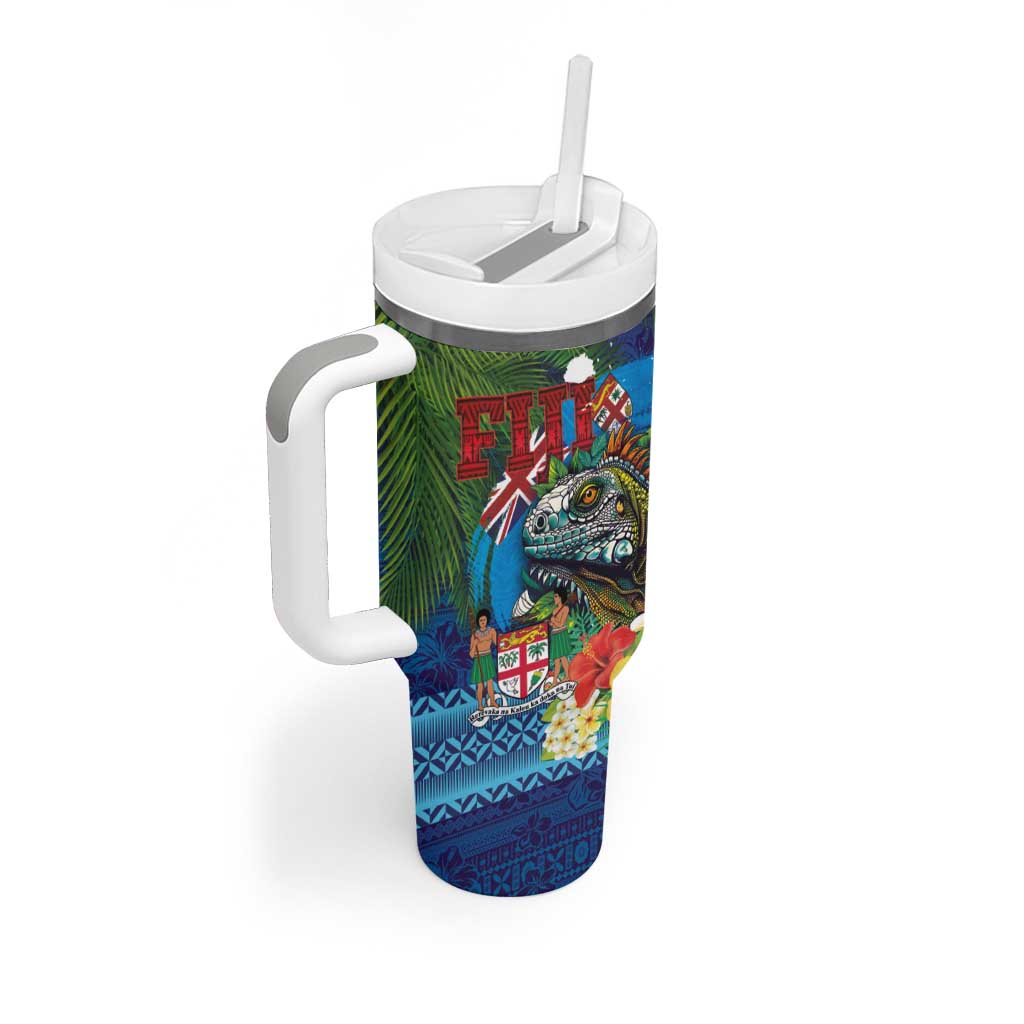 Fiji Iguana-Coat of Arms Custom Stanley Cup 40 oz 30 oz Tumbler With Handle