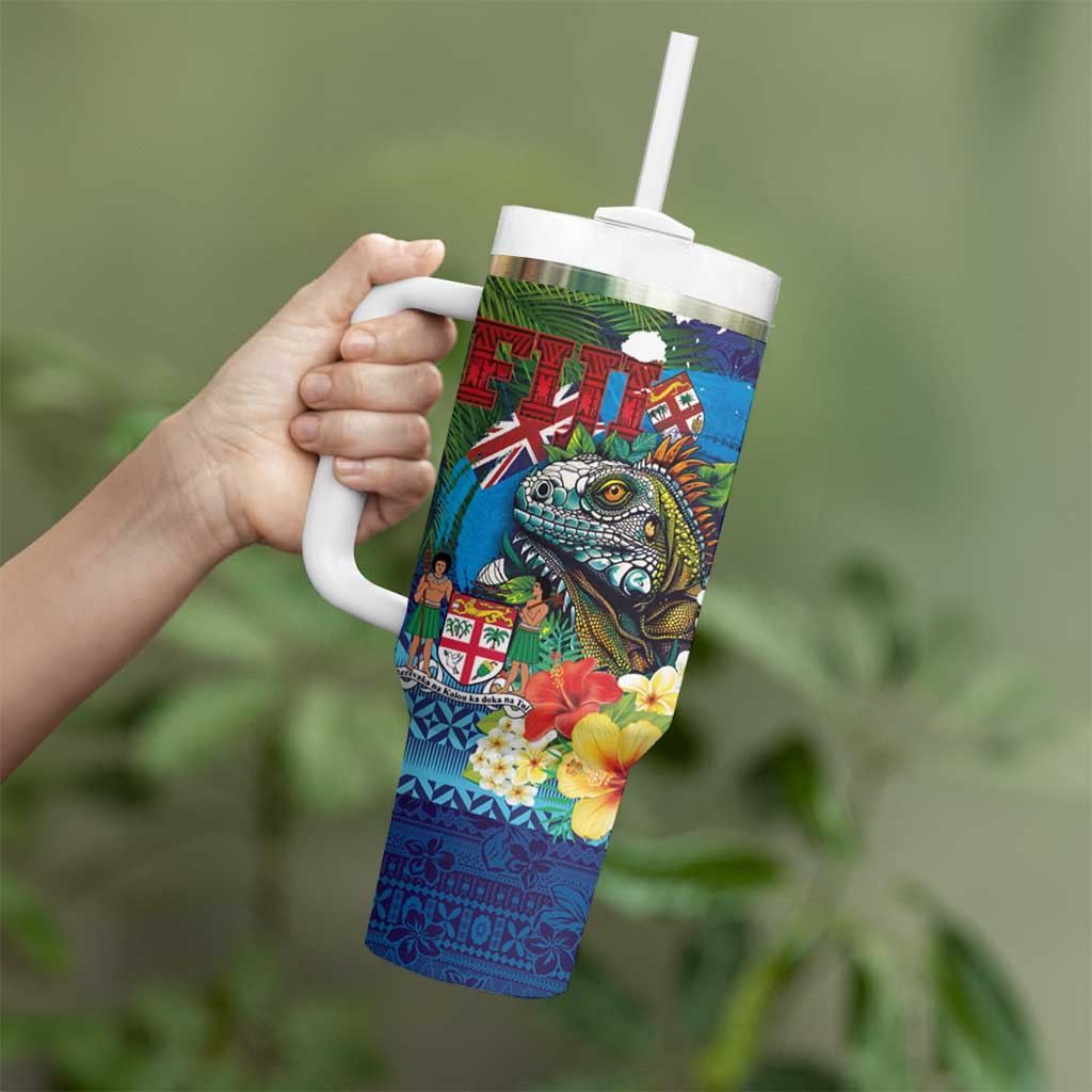 Fiji Iguana-Coat of Arms Custom Stanley Cup 40 oz 30 oz Tumbler With Handle