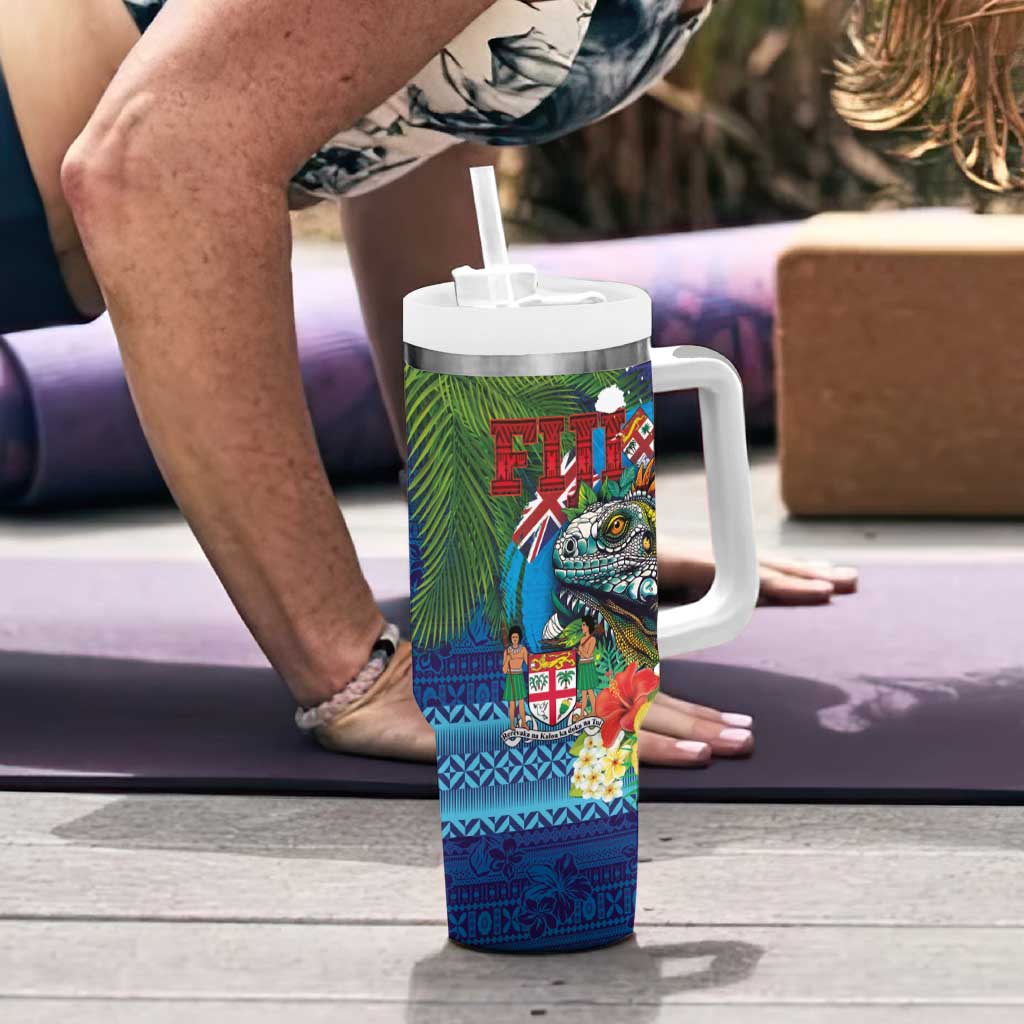 Fiji Iguana-Coat of Arms Custom Stanley Cup 40 oz 30 oz Tumbler With Handle