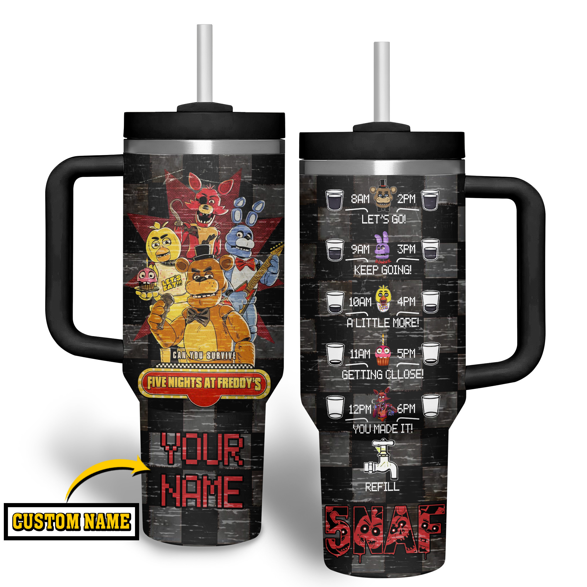 Five Nights at Freddy's Cartoon Custom Stanley Cup 40 oz 30 oz Tumbler With Handle