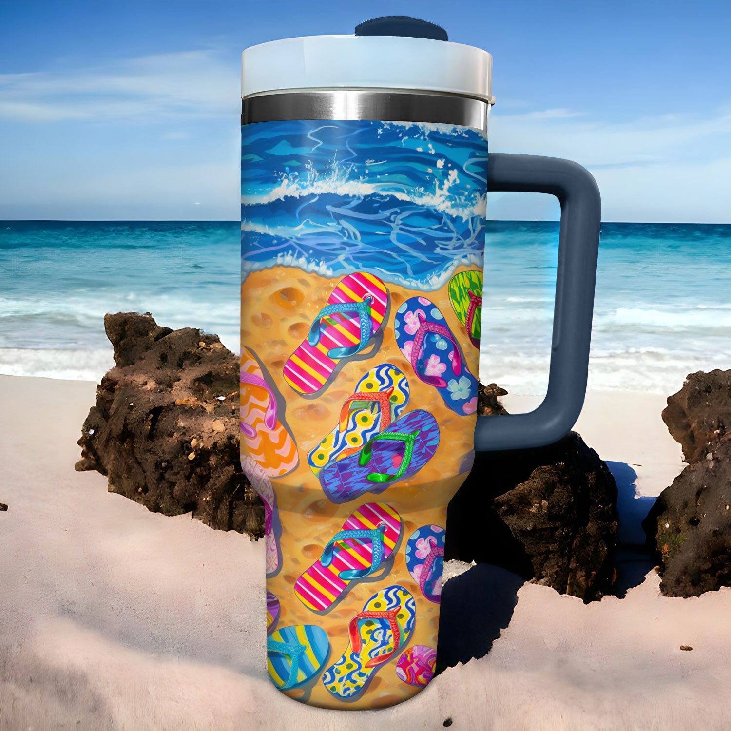 Flipflops Custom Stanley Cup 40 oz 30 oz Tumbler With Handle