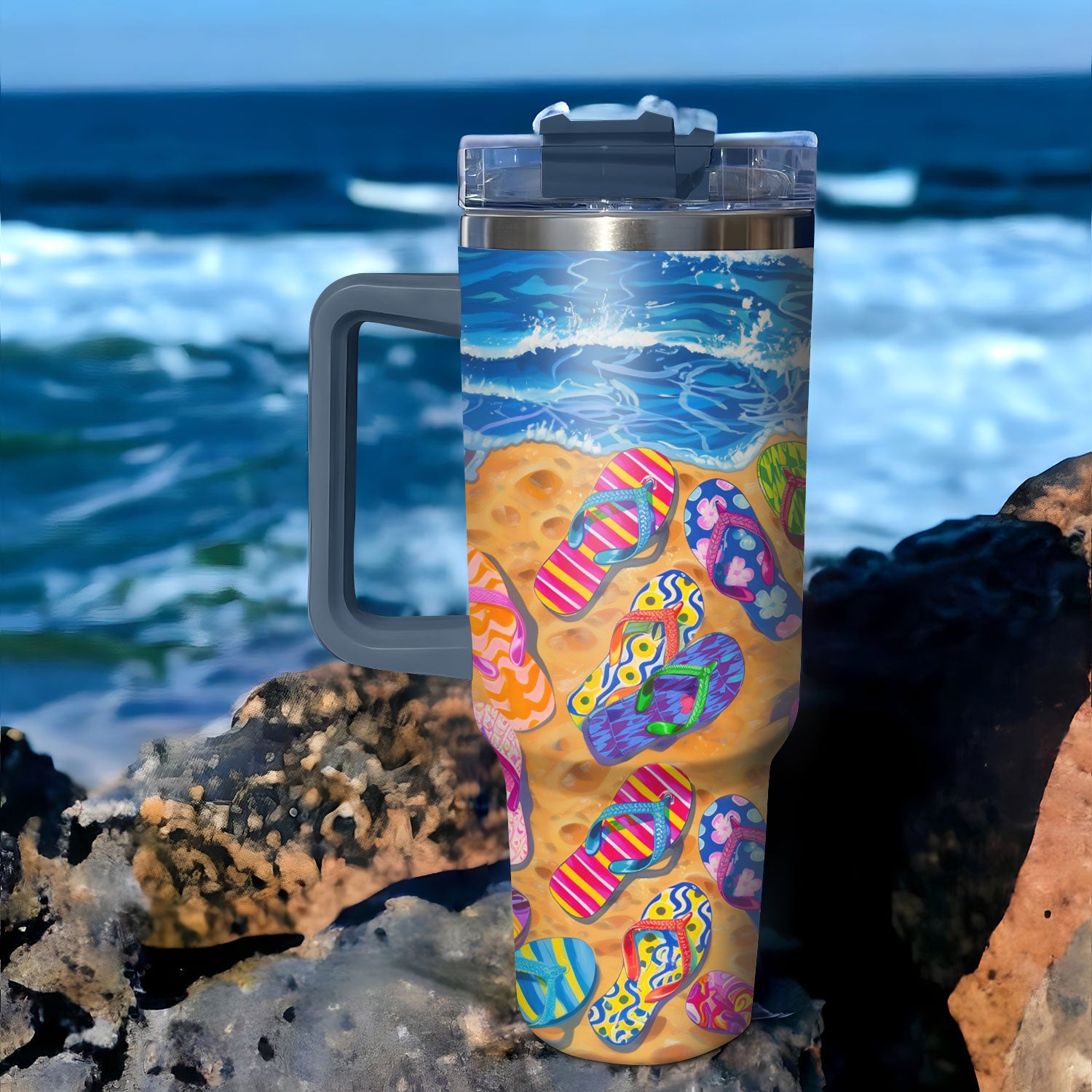 Flipflops Custom Stanley Cup 40 oz 30 oz Tumbler With Handle