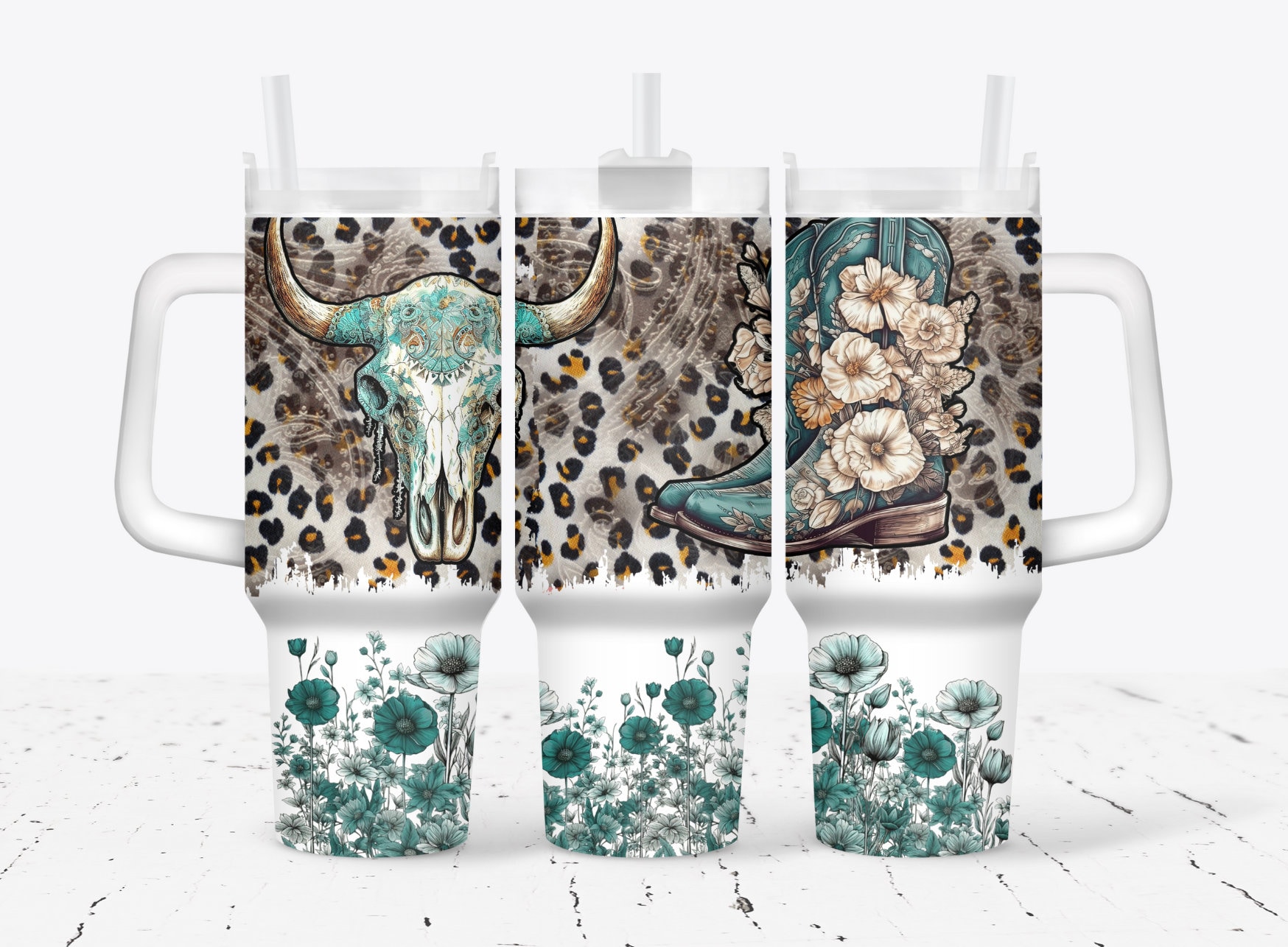 Floral Cowgirl Custom Stanley Cup 40 oz 30 oz Tumbler With Handle