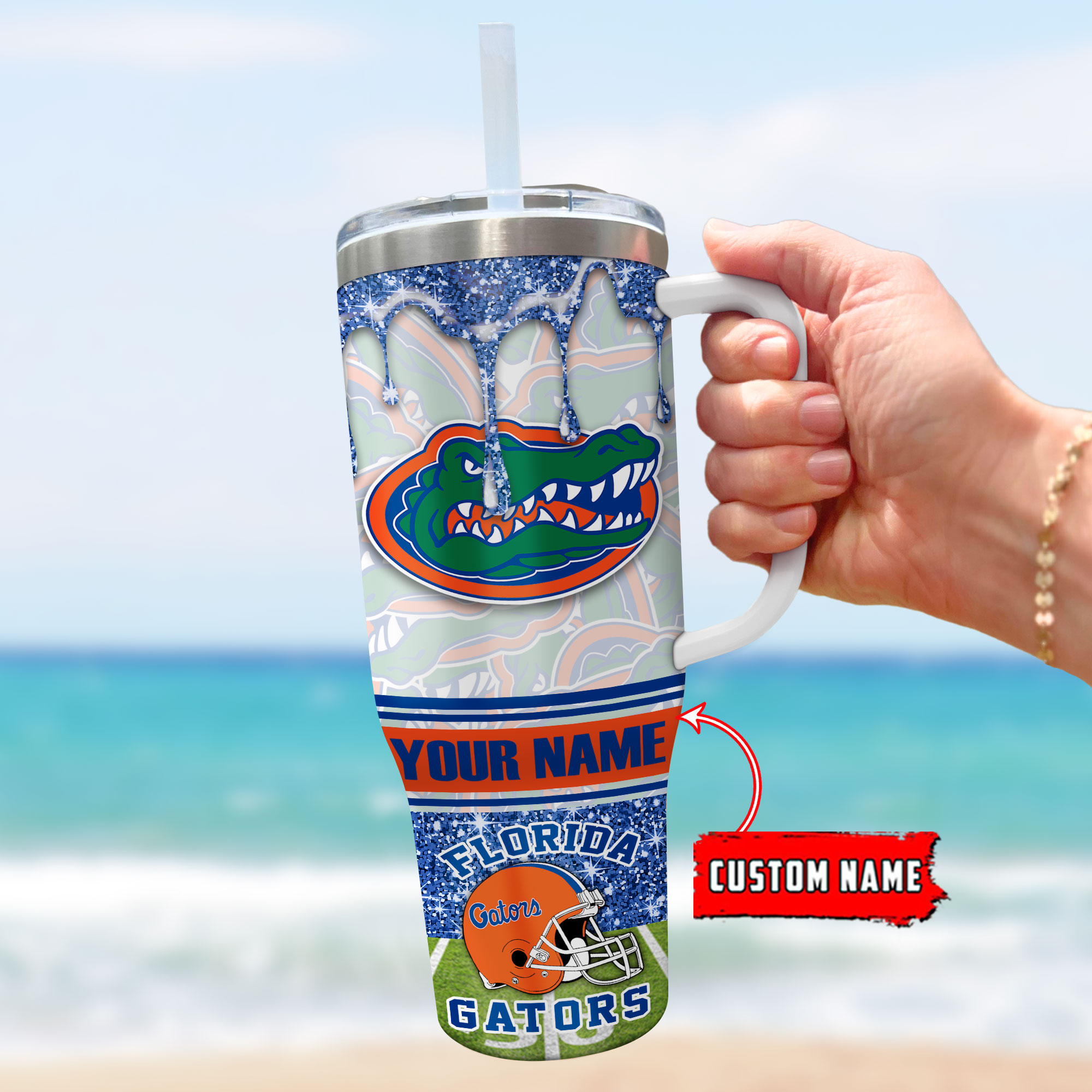 Florida Gators NCAA Glitter Custom Stanley Cup 40 oz 30 oz Tumbler With Handle