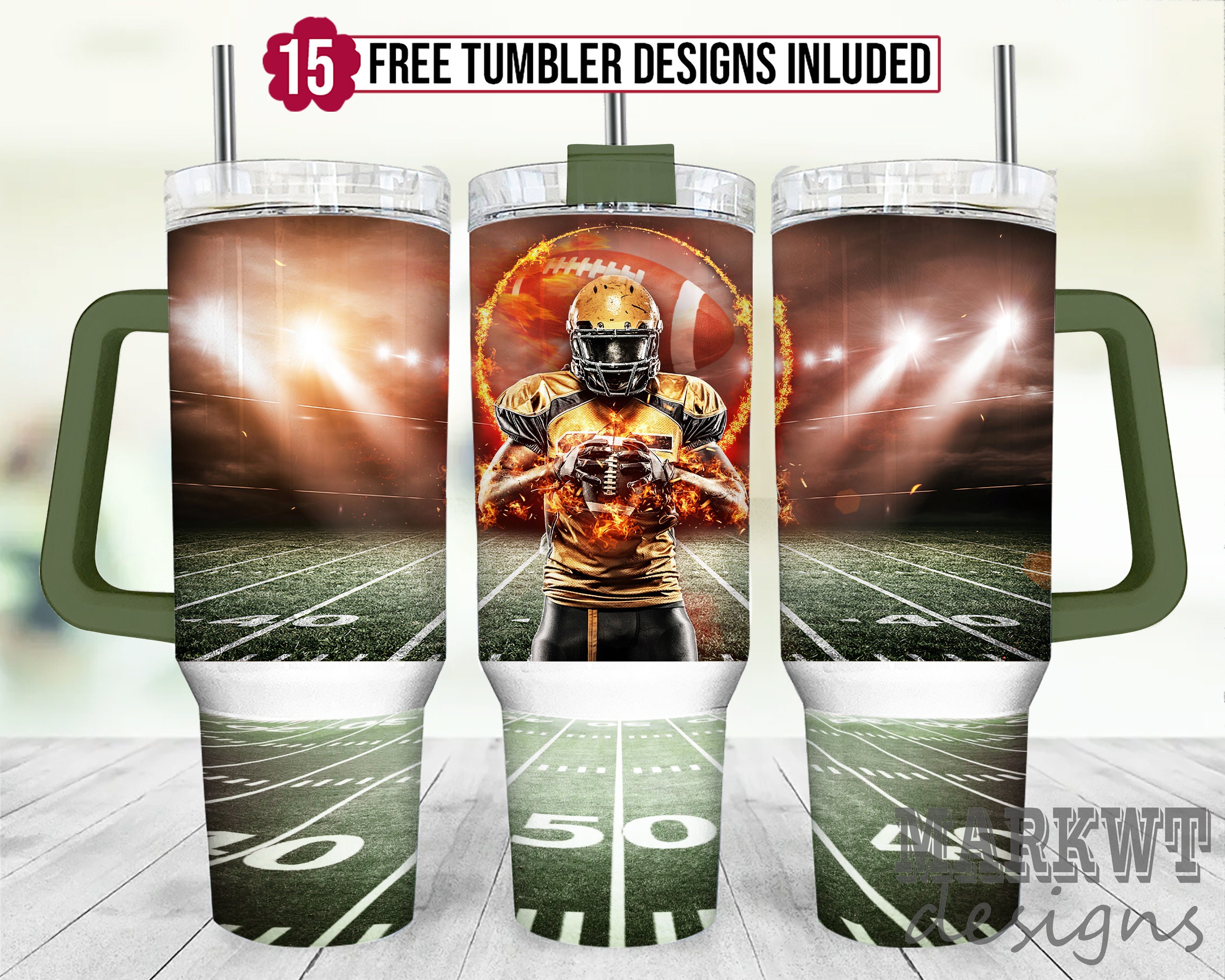 Football Player Custom Stanley Cup 40 oz 30 oz Tumbler With Handle