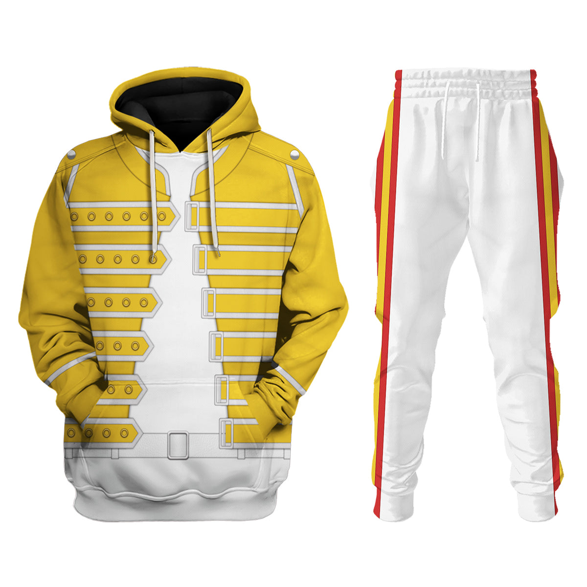 Freddie Mercury Costume Wembley Yellow Hoodie Sweatshirt T-Shirt Tracksuit - Stormmerch Exclusive