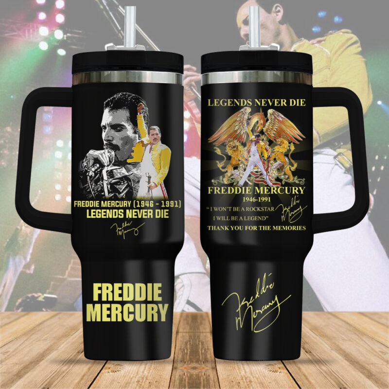 Freddie Mercury Legends Never Die Music Custom Stanley Cup 40 oz 30 oz Tumbler With Handle