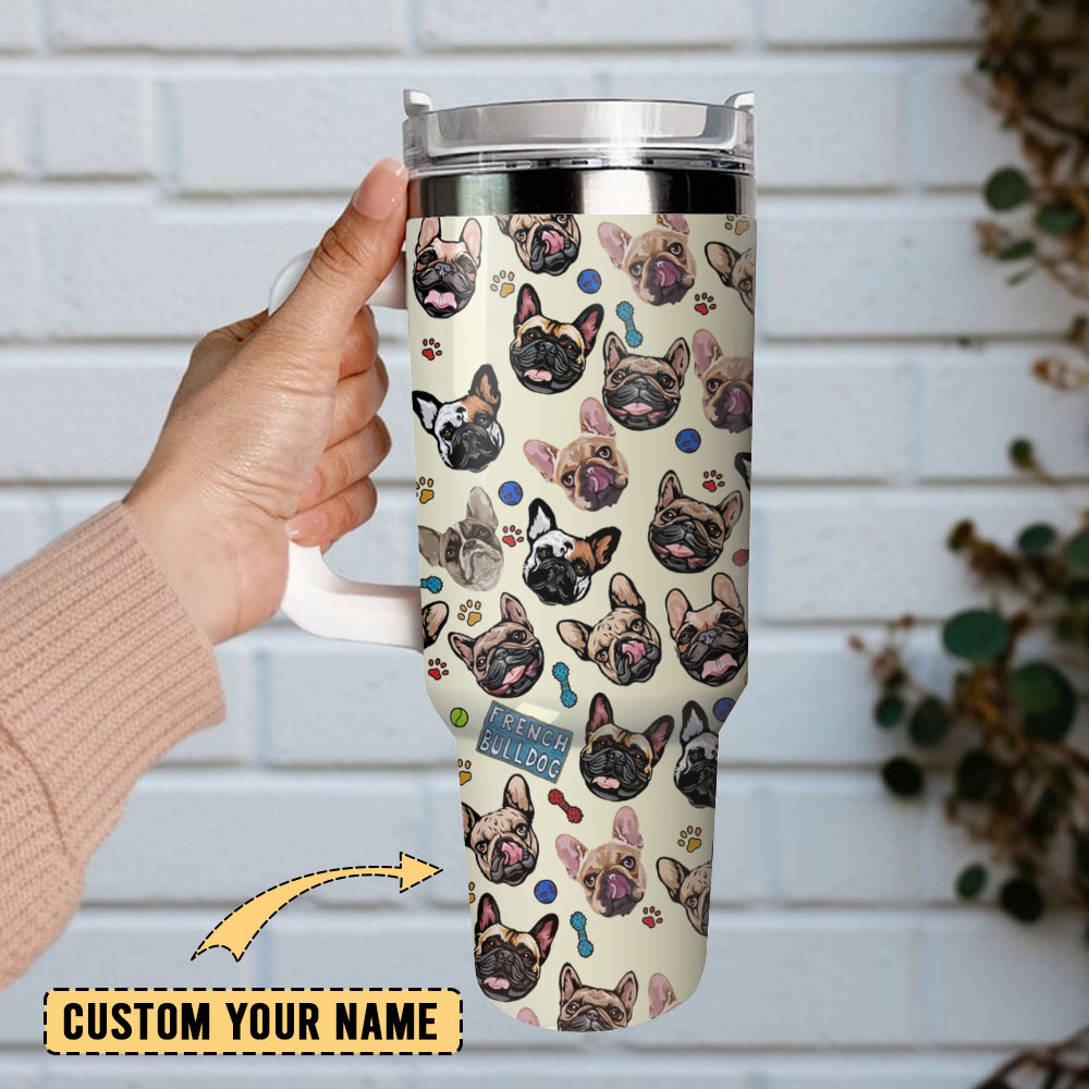 French Bull Dog Artwork Custom Stanley Cup 40 oz 30 oz Tumbler With Handle