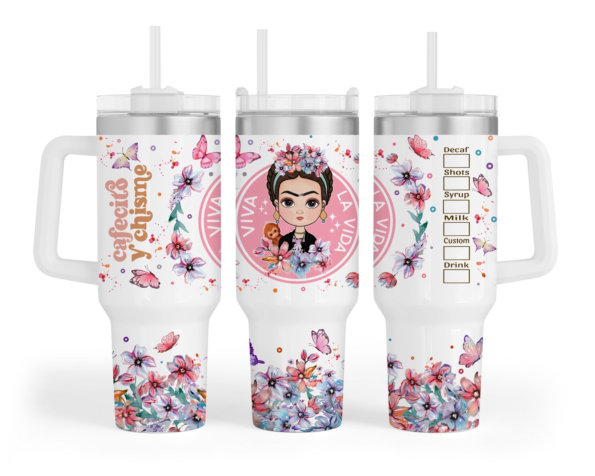 Frida Cafecito Custom Stanley Cup 40 oz 30 oz Tumbler With Handle