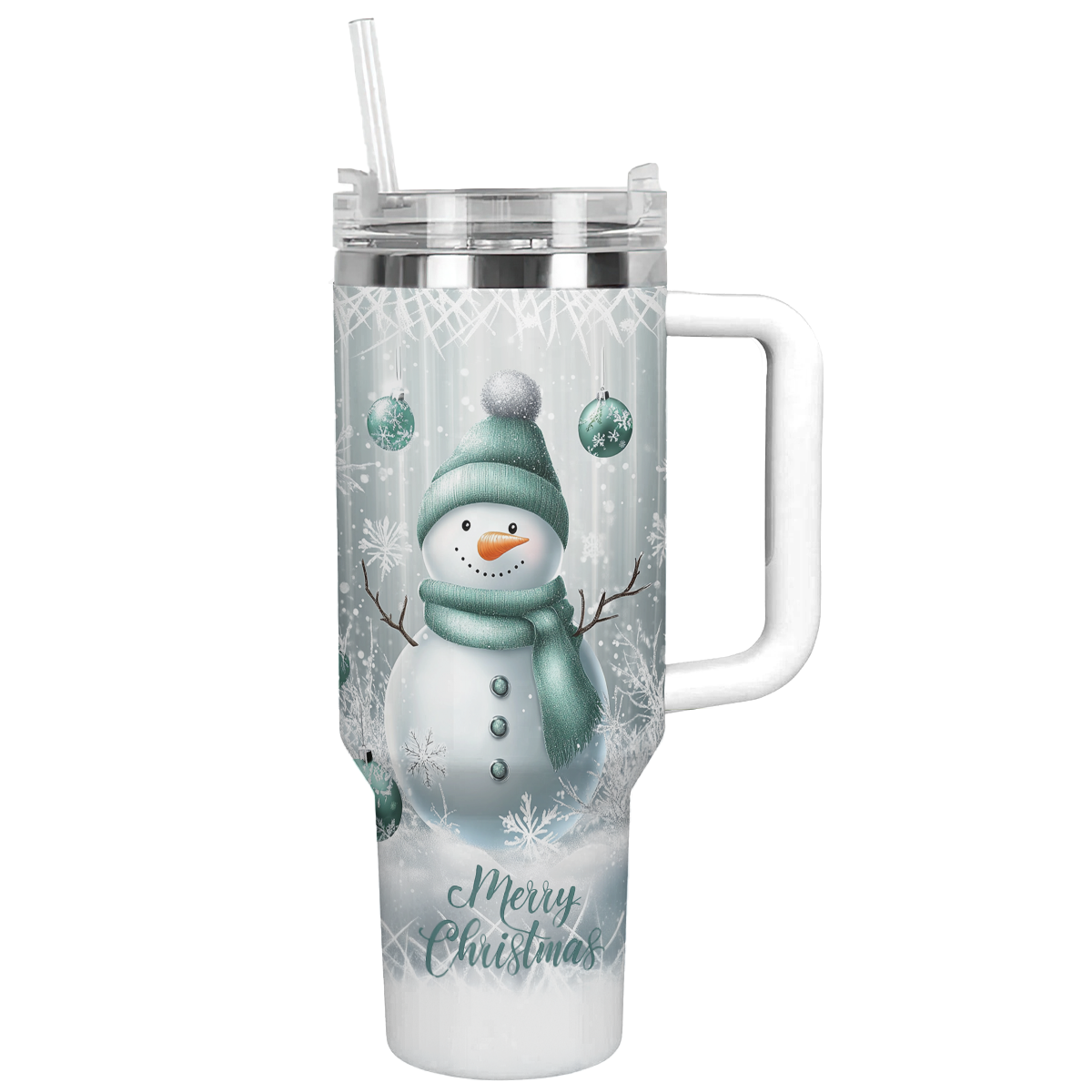 Frosty Mint Snowman Christmas Custom Stanley Cup 40 oz 30 oz Tumbler With Handle