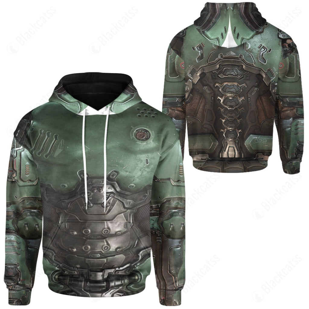 Game Doom Guy Costume Hoodie Sweatshirt T-Shirt Sweatpants Tracksuit - Stormmerch Exclusive