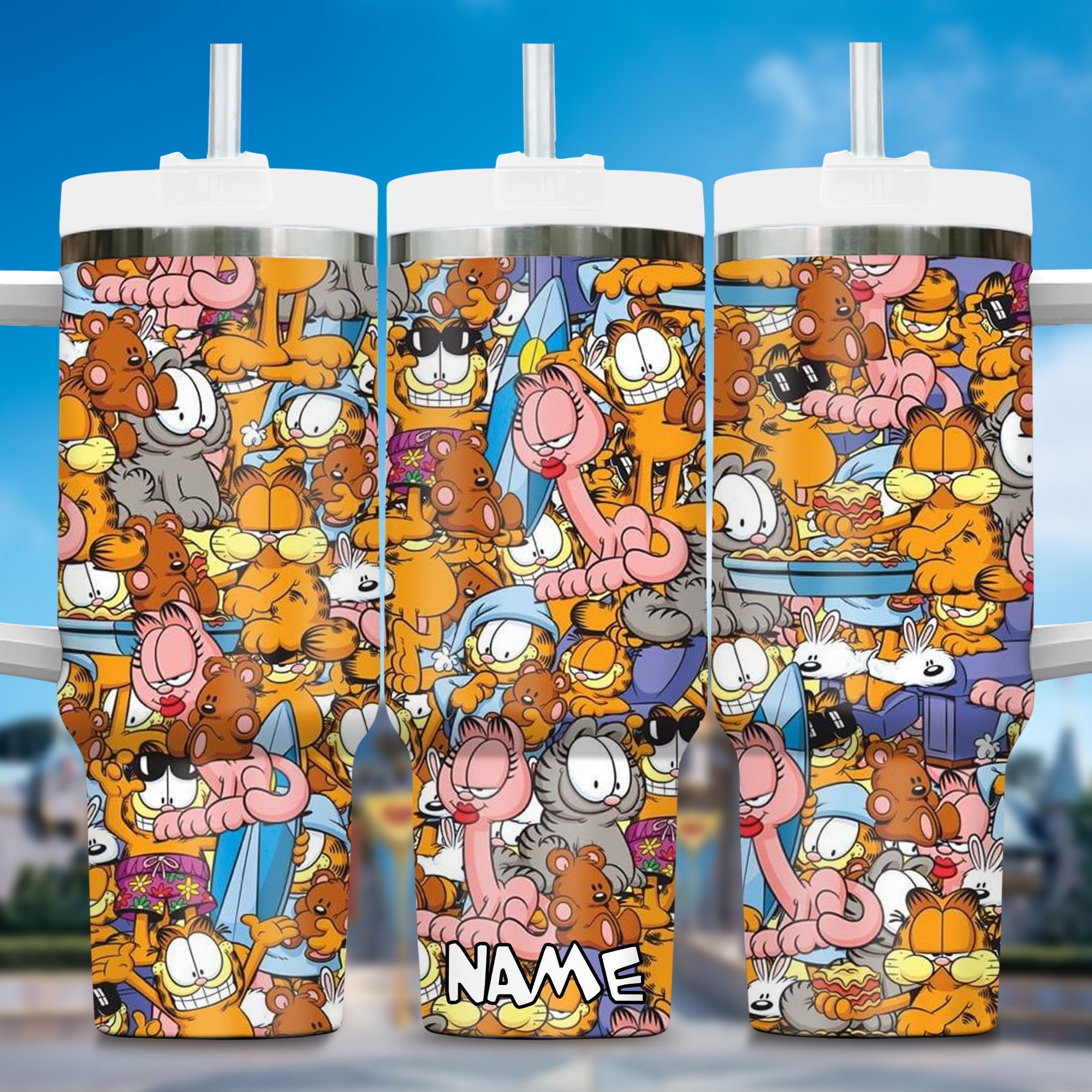 Garfield Cartoon Custom Stanley Cup 40 oz 30 oz Tumbler With Handle