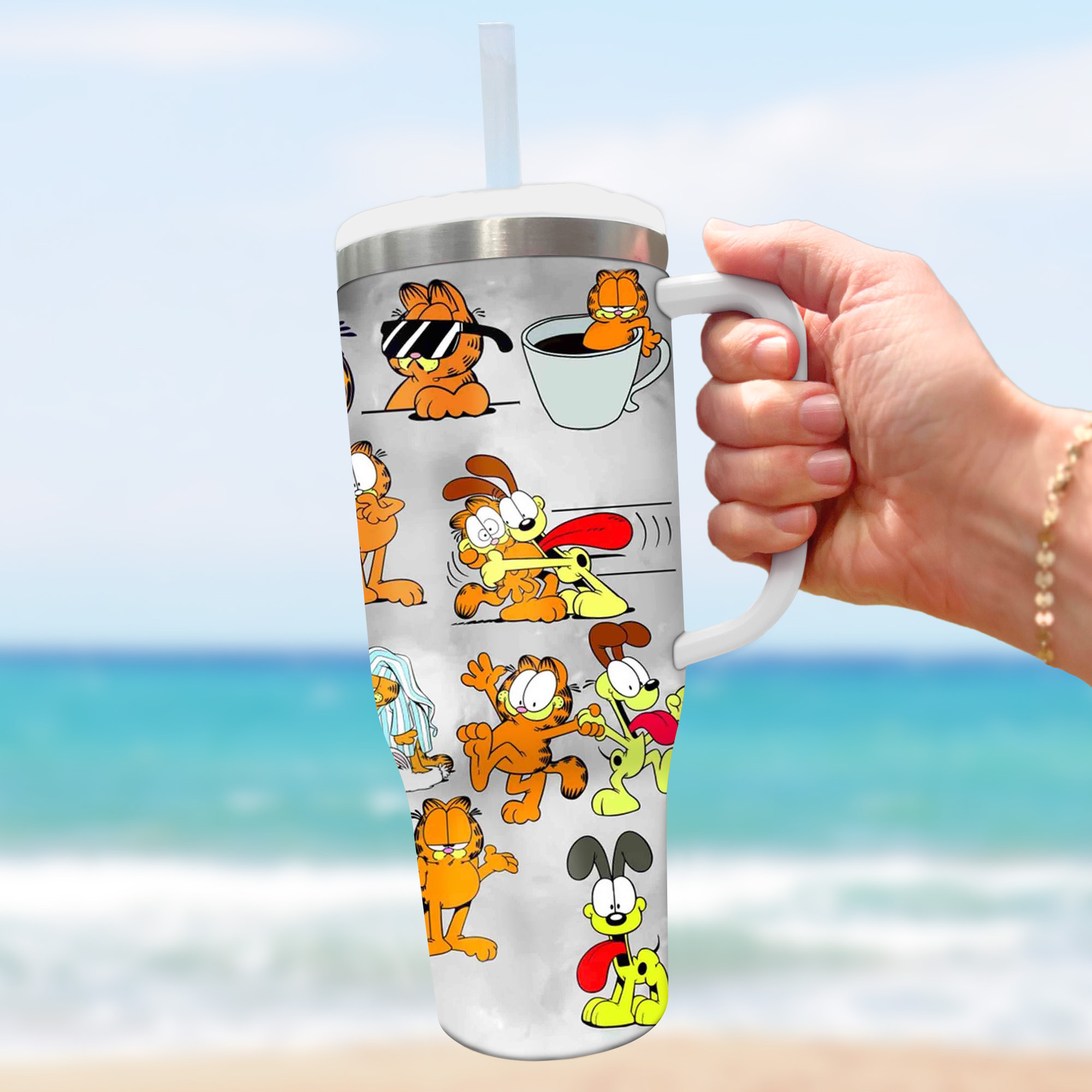 Garfield Cartoon Custom Stanley Cup 40 oz 30 oz Tumbler With Handle