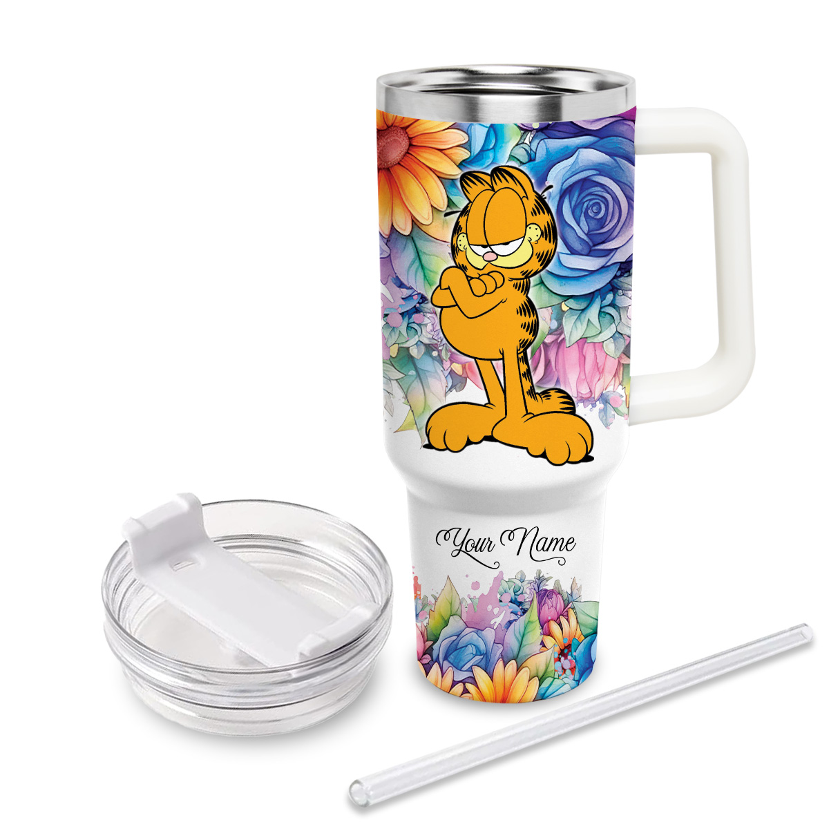 Garfield Cartoon Custom Stanley Cup 40 oz 30 oz Tumbler With Handle