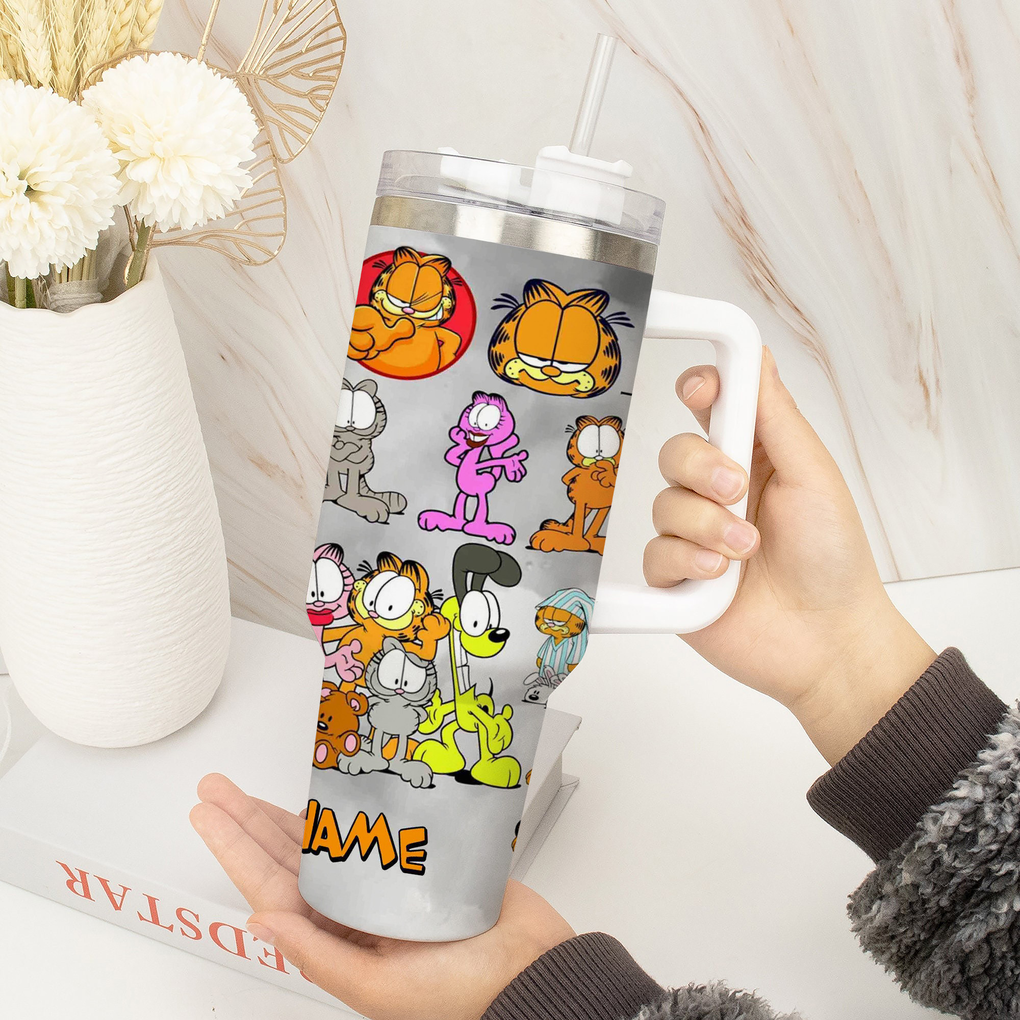 Garfield Cartoon Custom Stanley Cup 40 oz 30 oz Tumbler With Handle