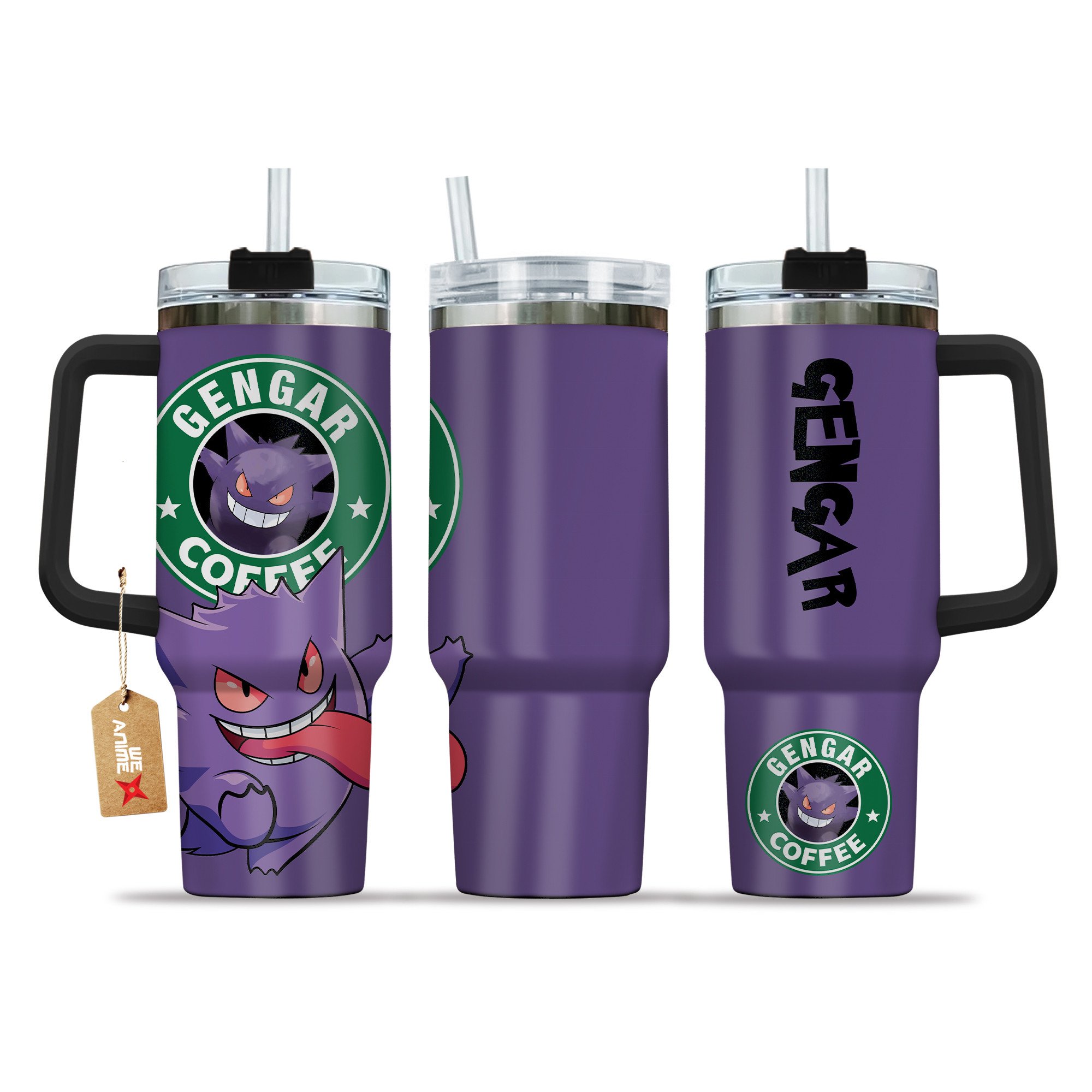 Gengar Coffee Pokemon Anime Custom Stanley Cup 40 oz 30 oz Tumbler With Handle