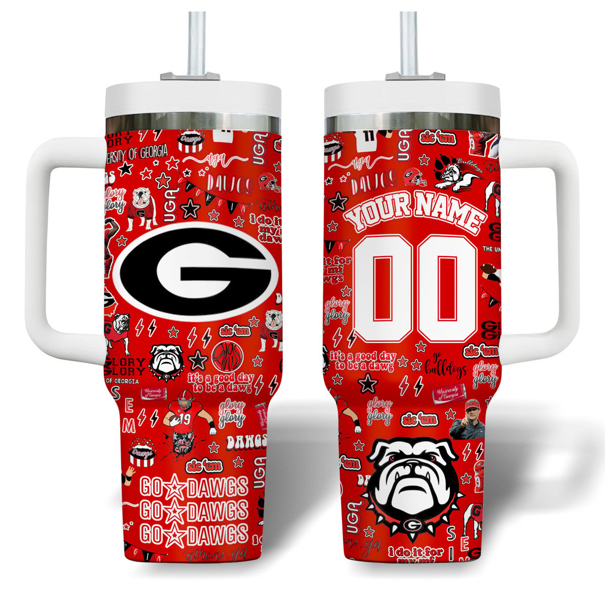 Georgia Bulldogs NCAA Custom Stanley Cup 40 oz 30 oz Tumbler With Handle