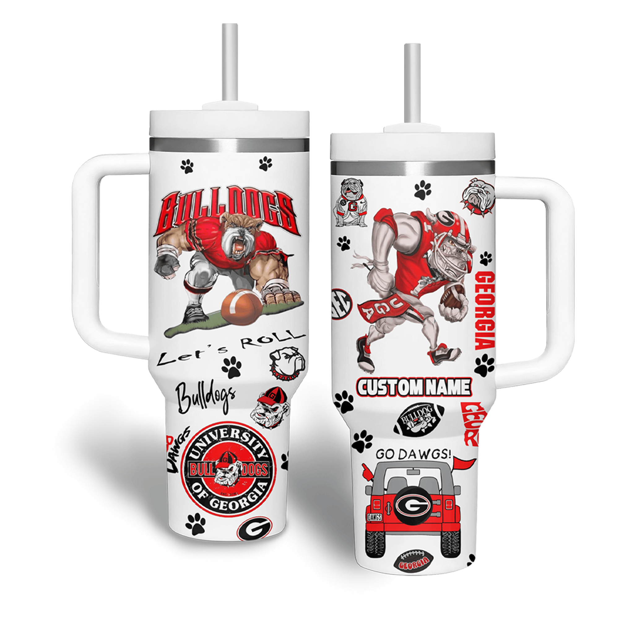 Georgia Bulldogs NCAA Custom Stanley Cup 40 oz 30 oz Tumbler With Handle
