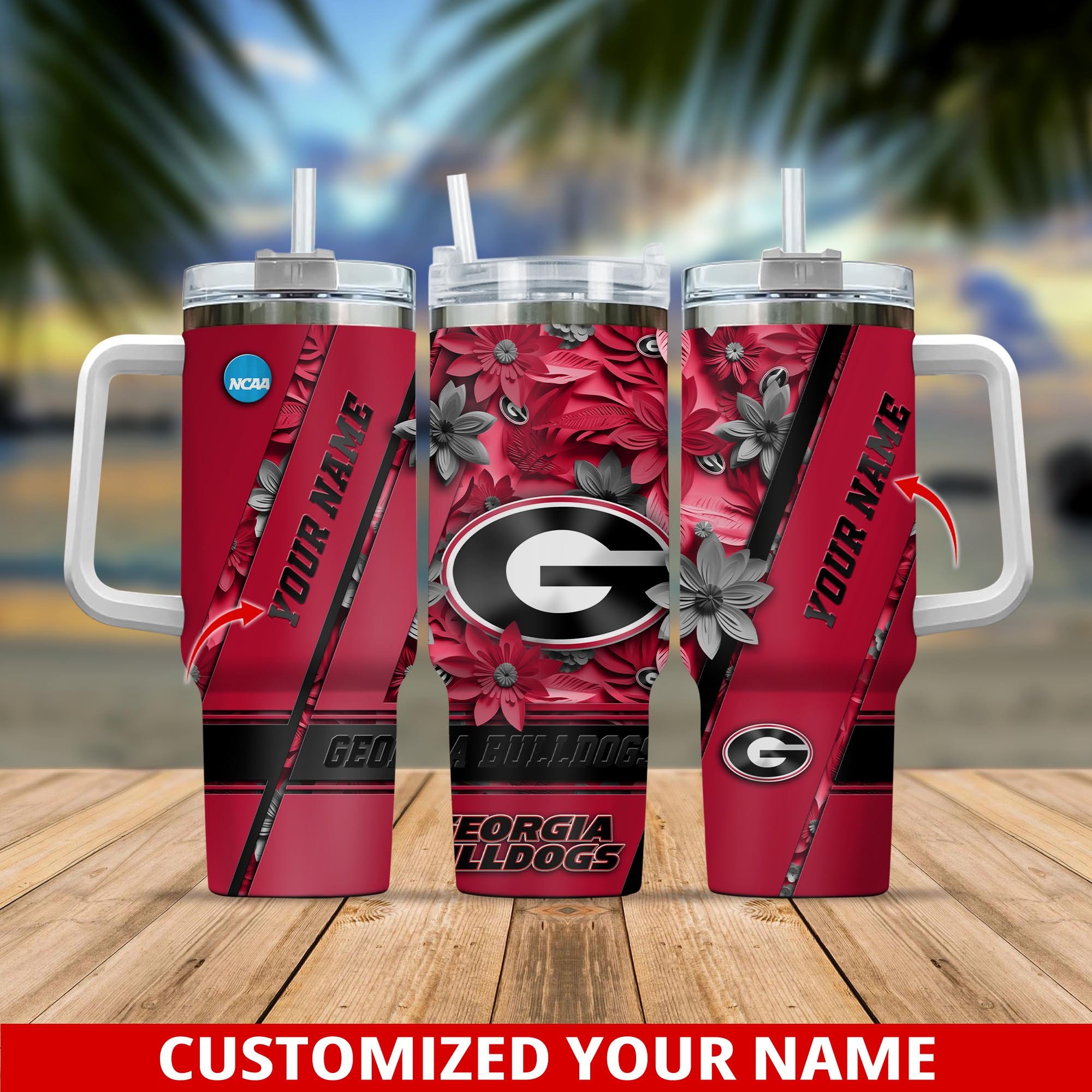 Georgia Bulldogs NCAA Custom Stanley Cup 40 oz 30 oz Tumbler With Handle