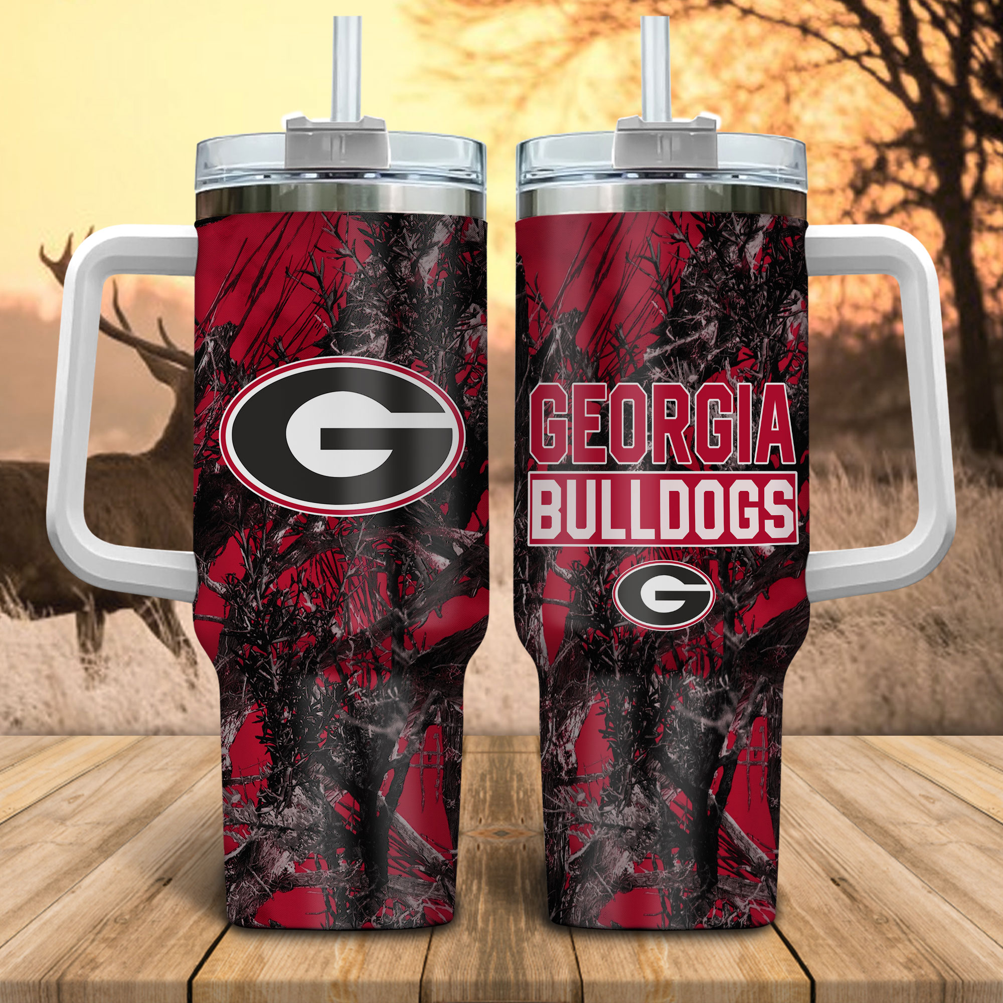 Georgia Bulldogs NCAA Hunting Custom Stanley Cup 40 oz 30 oz Tumbler With Handle