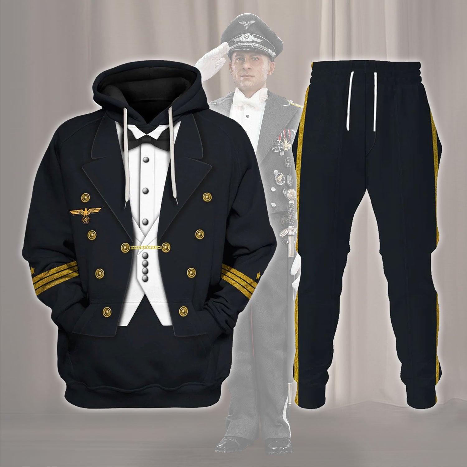 German WWII Kriegsmarine (War Navy) Officer Costume Hoodie Sweatshirt T-Shirt Sweatpants Tracksuit - Stormmerch Exclusive