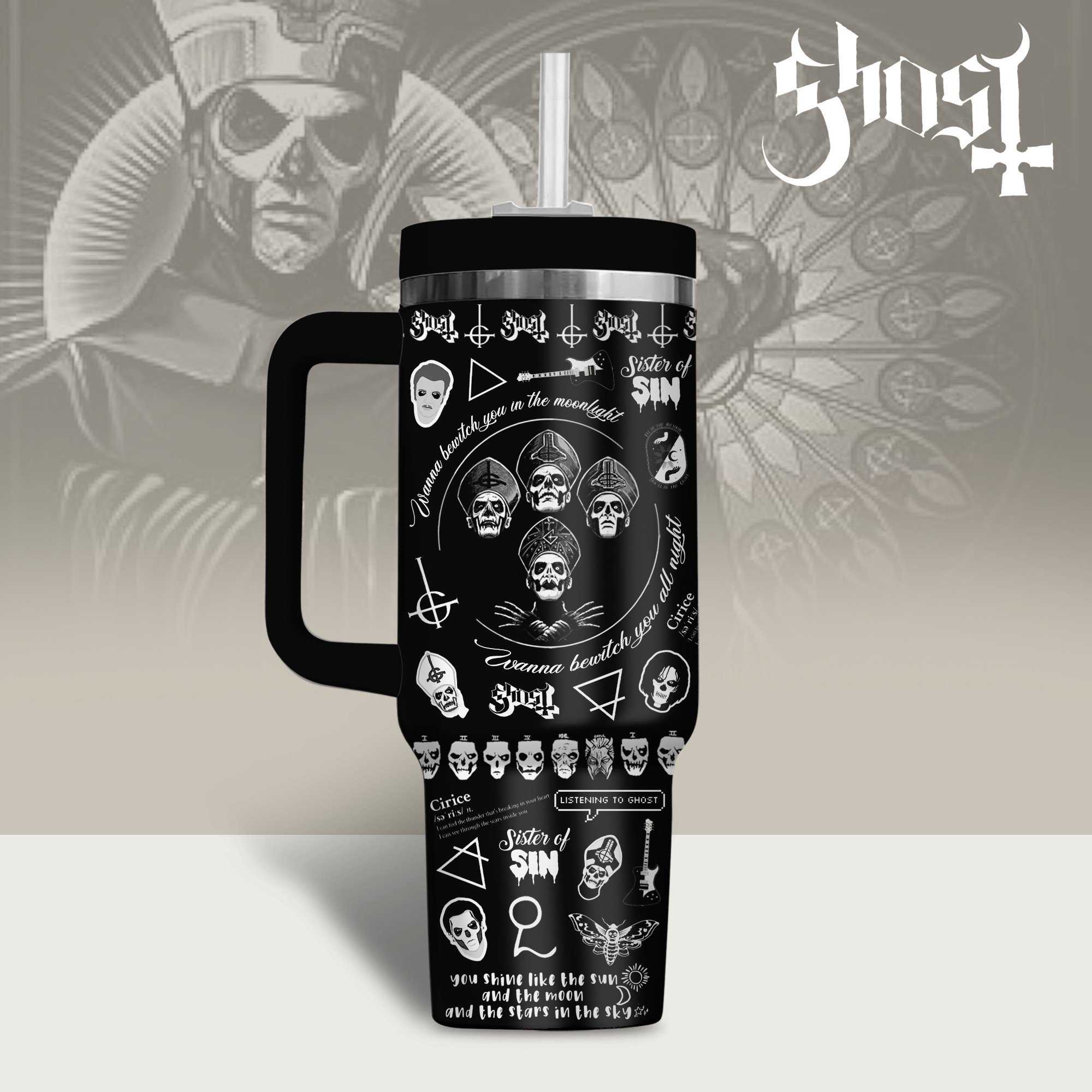 Ghost Music Custom Stanley Cup 40 oz 30 oz Tumbler With Handle