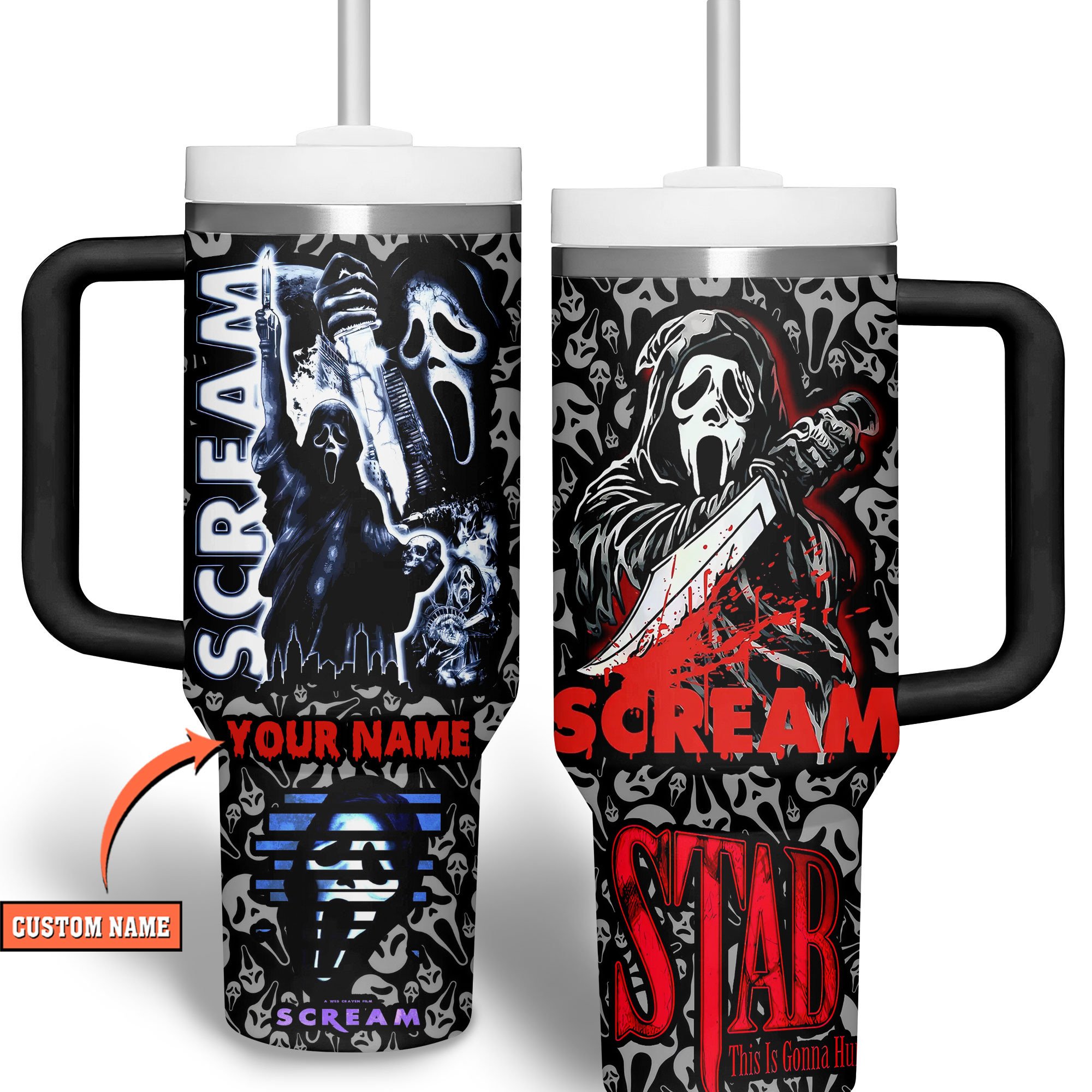 Ghostface Scream Movies Custom Stanley Cup 40 oz 30 oz Tumbler With Handle