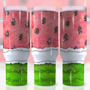 Glitter Watermelon Custom Stanley Cup 40 oz 30 oz Tumbler With Handle