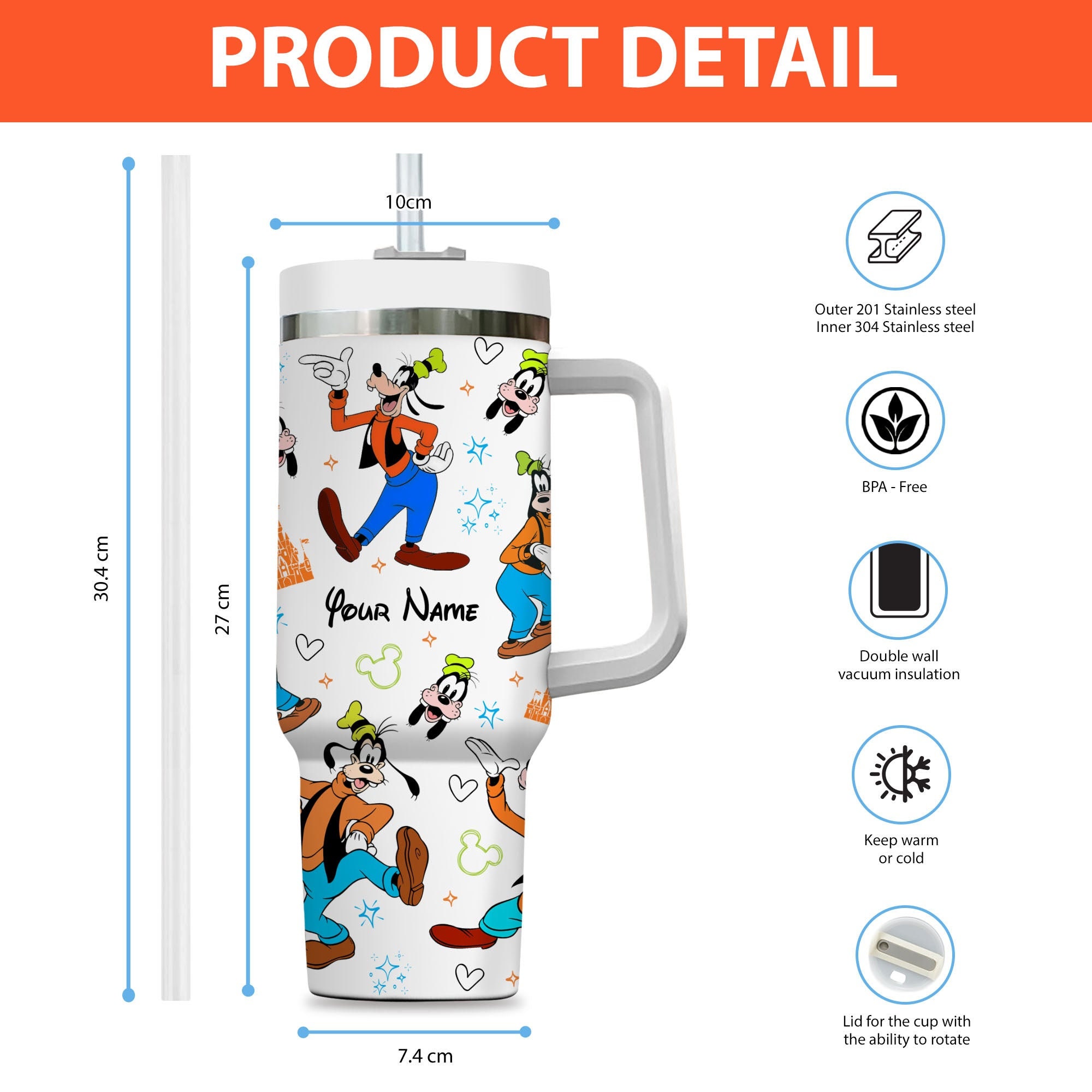 Goofy Disney Cartoon Custom Stanley Cup 40 oz 30 oz Tumbler With Handle