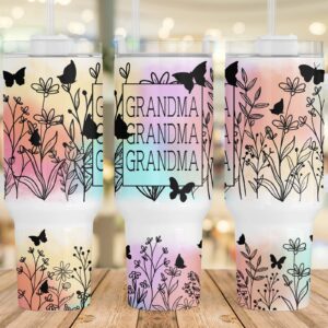 Grandma Wildflower Butterflies Custom Stanley Cup 40 oz 30 oz Tumbler With Handle