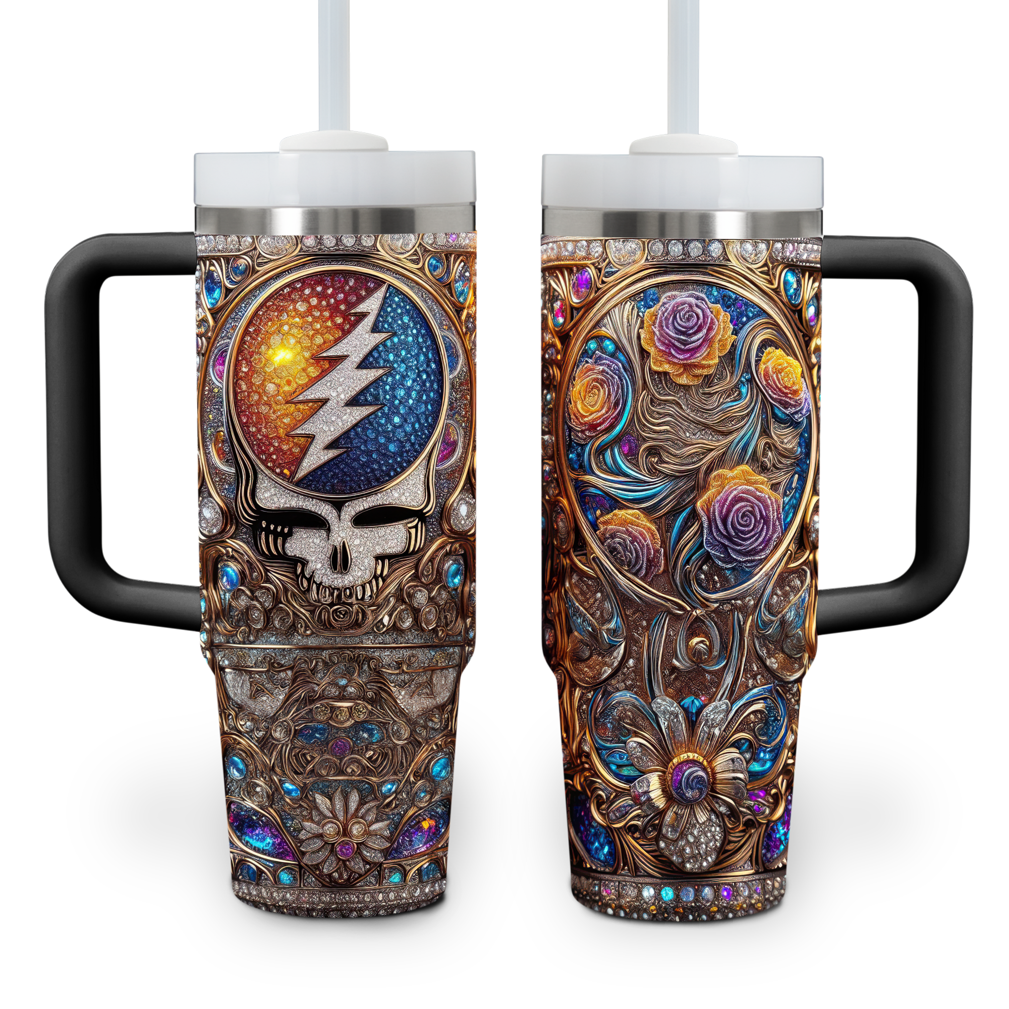 Grateful Dead Band Music Custom Stanley Cup 40 oz 30 oz Tumbler With Handle