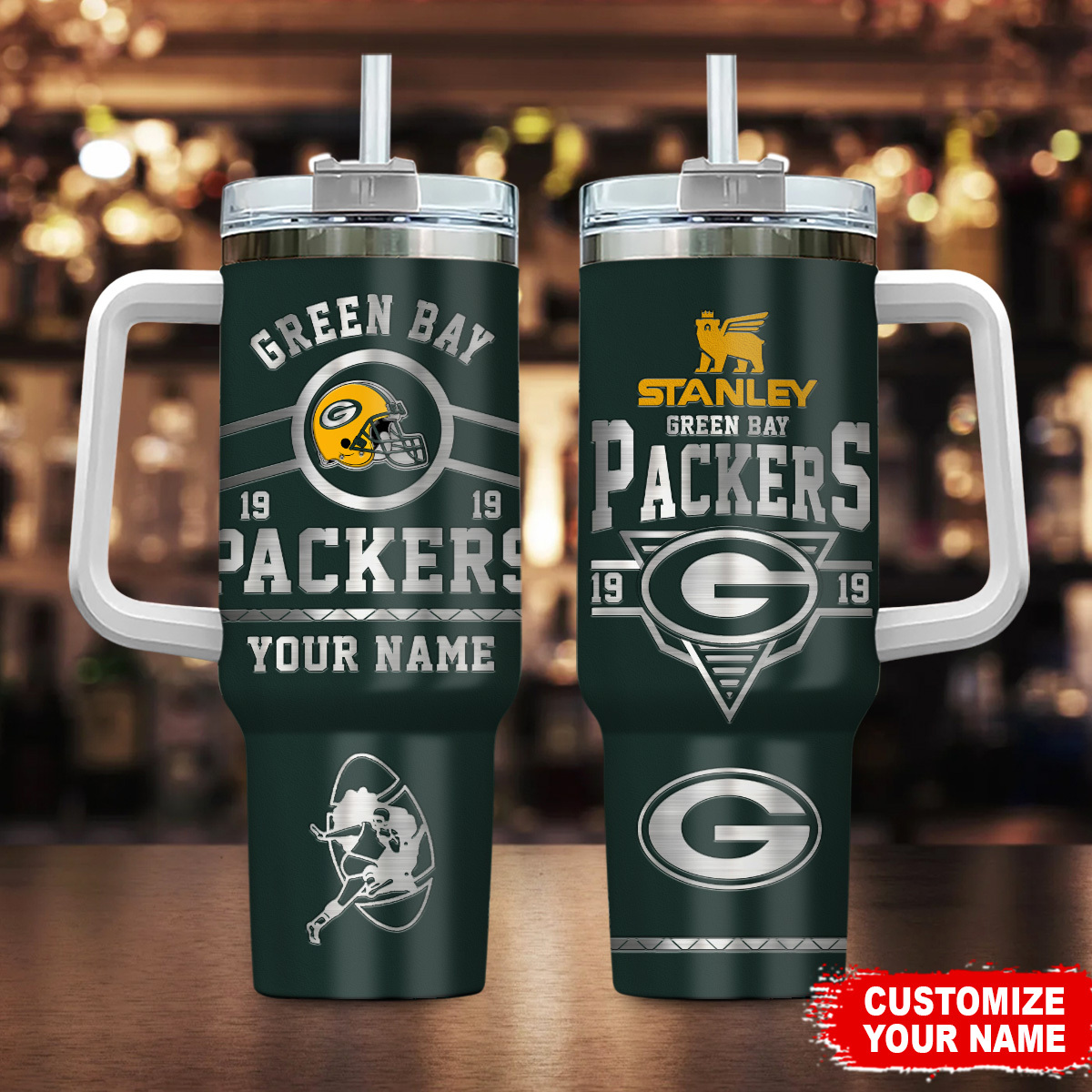 Green Bay Packers NFL Custom Stanley Cup 40 oz 30 oz Tumbler With Handle