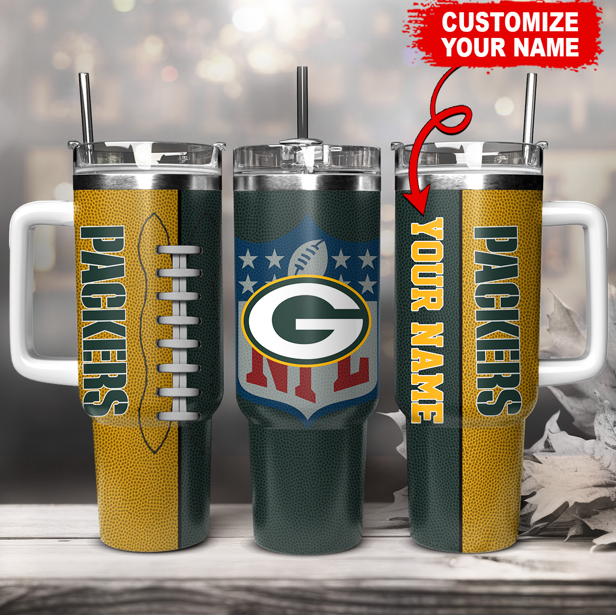 Green Bay Packers NFL Custom Stanley Cup 40 oz 30 oz Tumbler With Handle