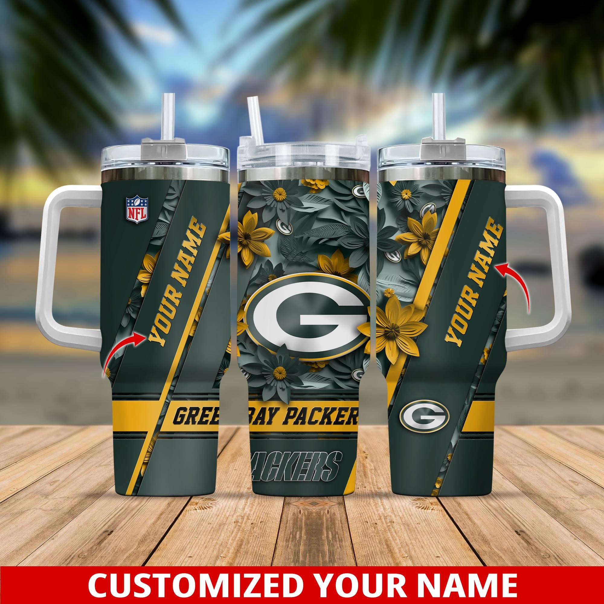 Green Bay Packers NFL Custom Stanley Cup 40 oz 30 oz Tumbler With Handle